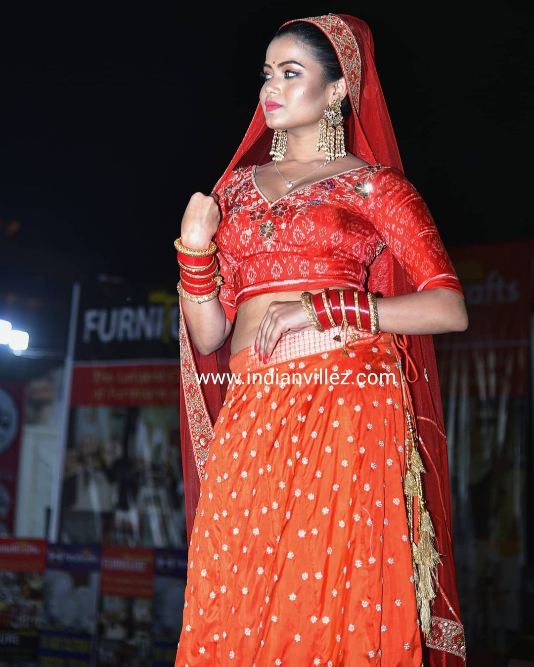 IndianVillèz Red Zardogi Work Handloom Silk Bridal Lehenga Choli - view 2
