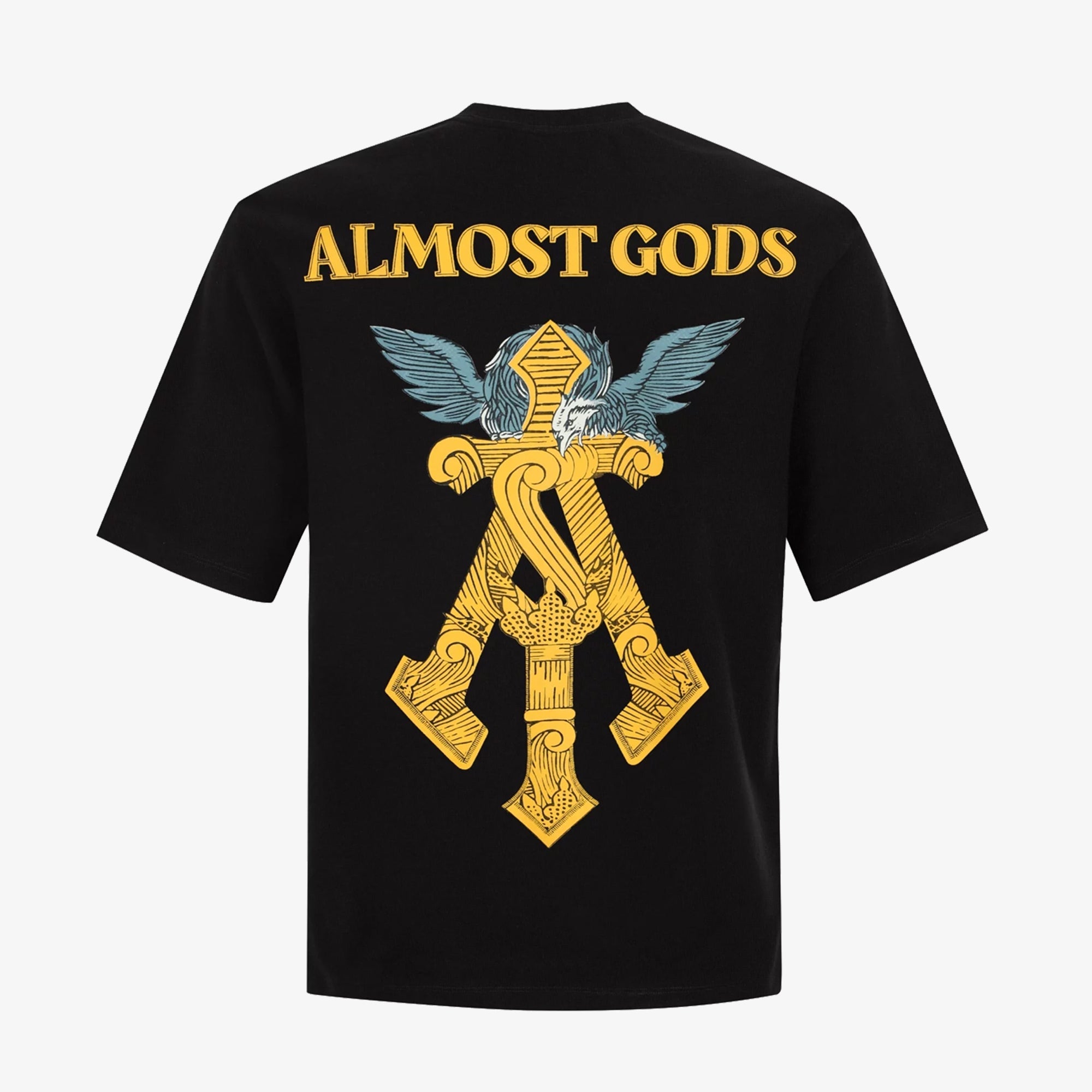Almost Gods | Gilded Alpha Cross Relaxed Tee { Black/gold - view 2