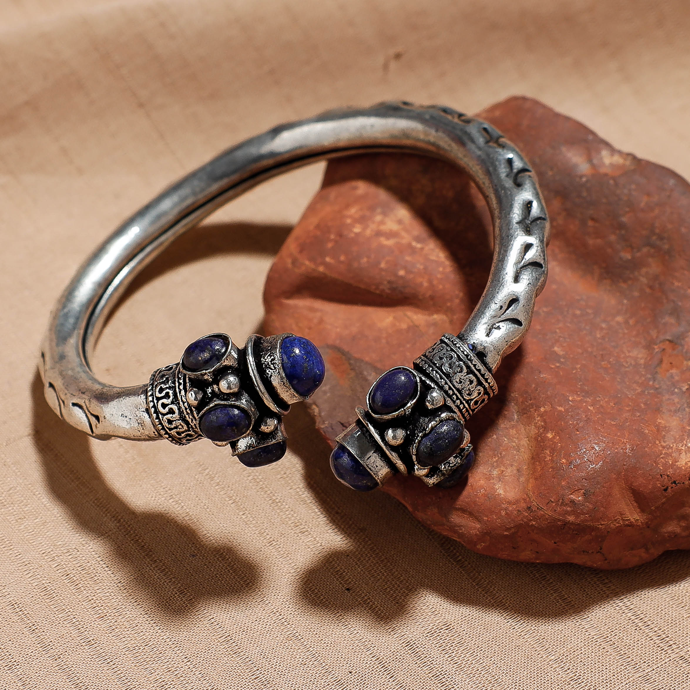 WHITE RIVER STORIES Antique Finish Oxidised German Silver Kada / Bracelet - view 2