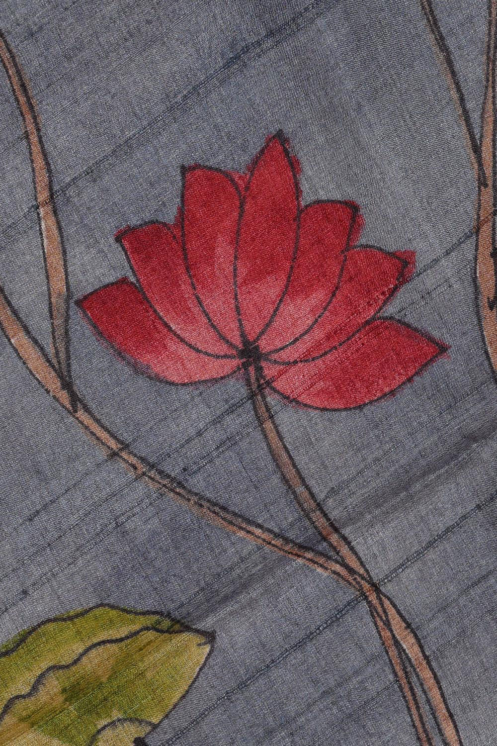 Kalanjali Dark Red Tussar Silk Saree – Women's - view 2