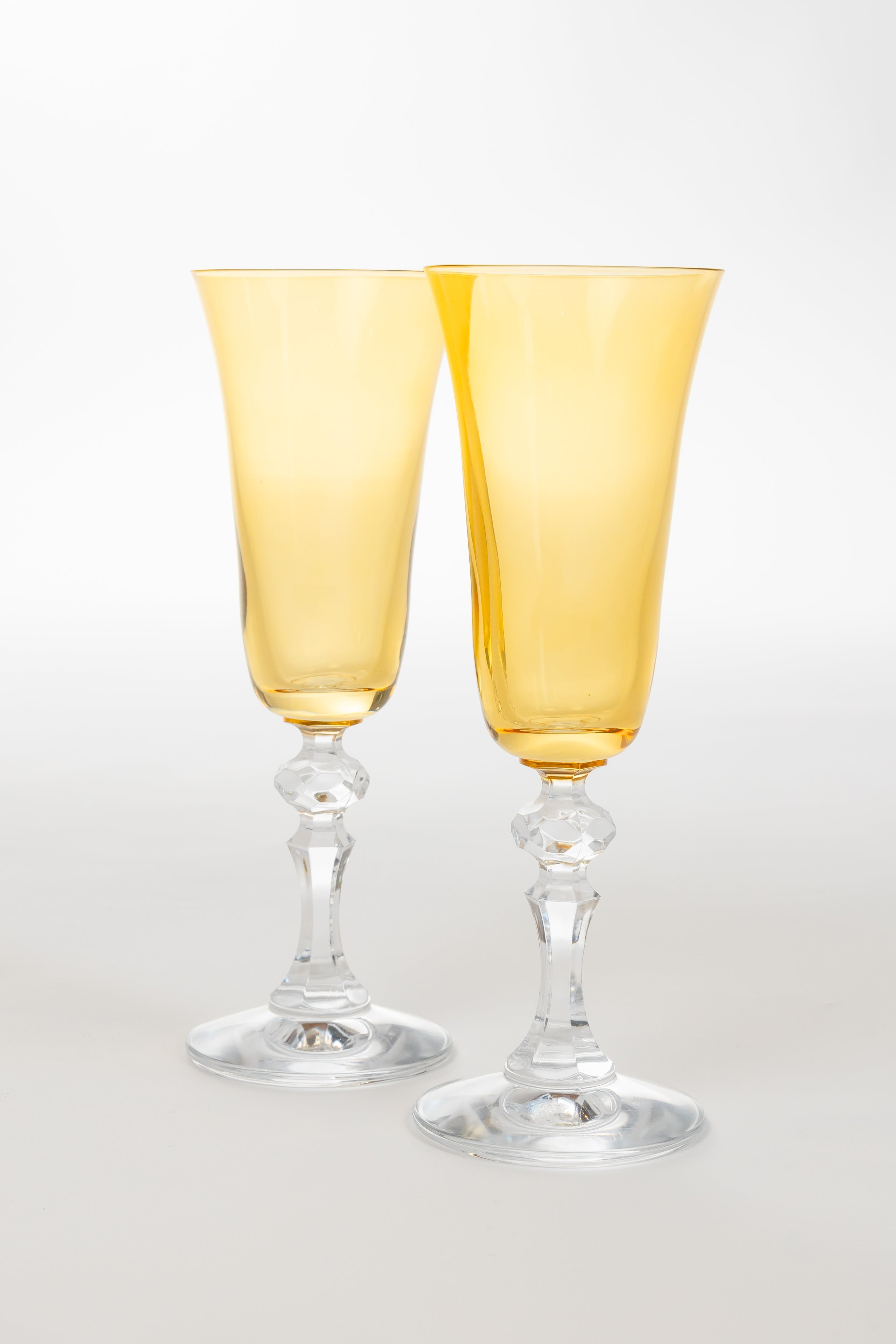 Estelle Colored Glass Estelle Colored Regal Flute With Clear Stem - Set of 2 {Yellow}