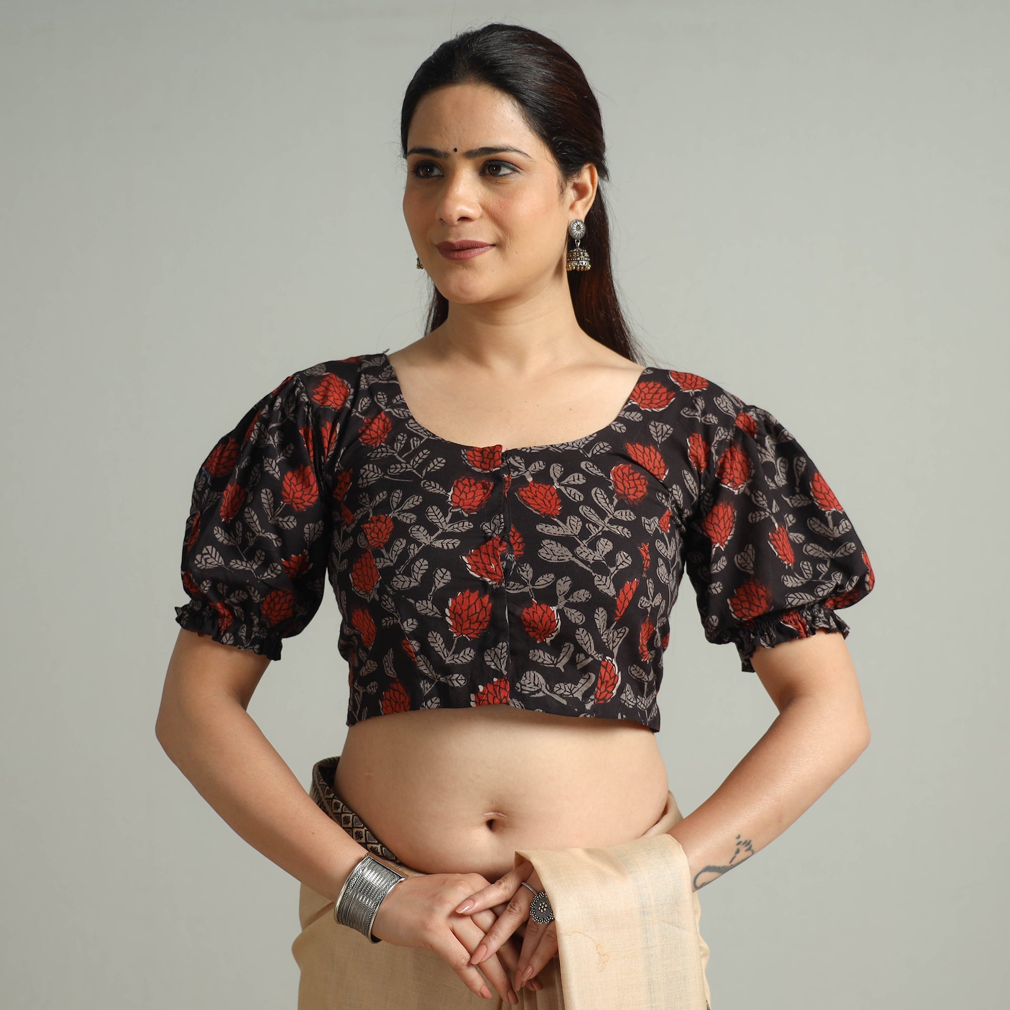 ITOKRI CASUALS Black - Bagru Block Printed Cotton Stitched Blouse 01 - view 2