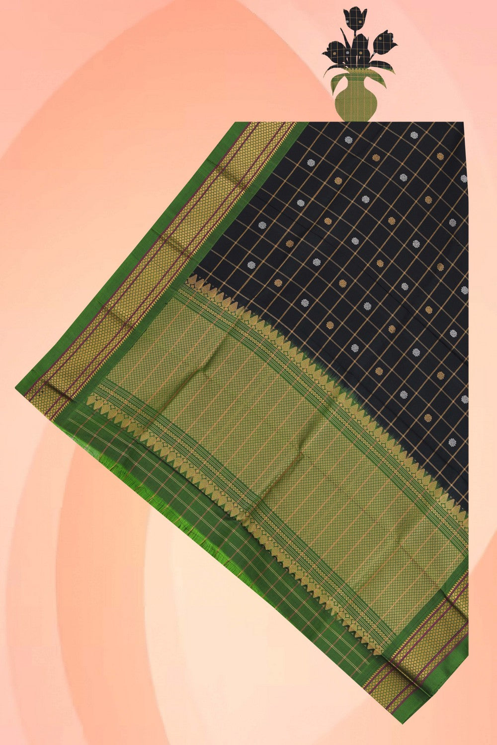 Kalanjali Gadwal Silk Black Dupatta