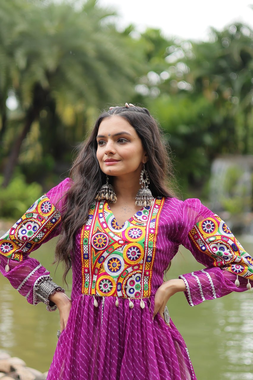 ClothsVilla Purple & White Elegant Lehenga and Kurti Combo for Adults & Kids - Full-Stitched Set - view 3