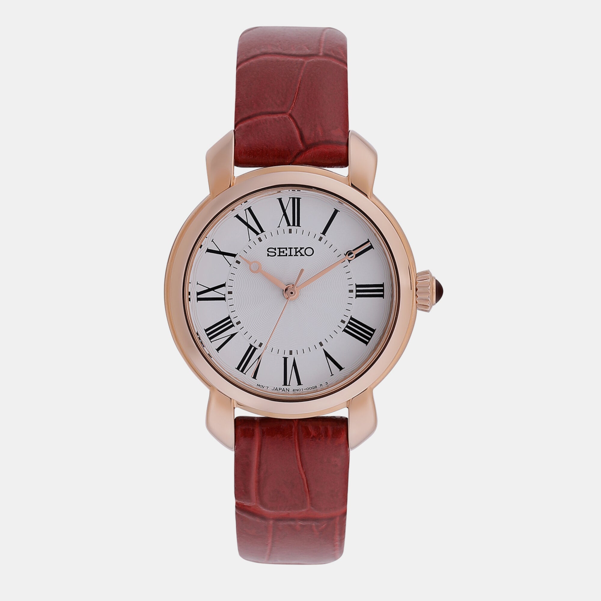 Seiko Dress Women Quartz White Dial Analog Leather Watch SUR496P1