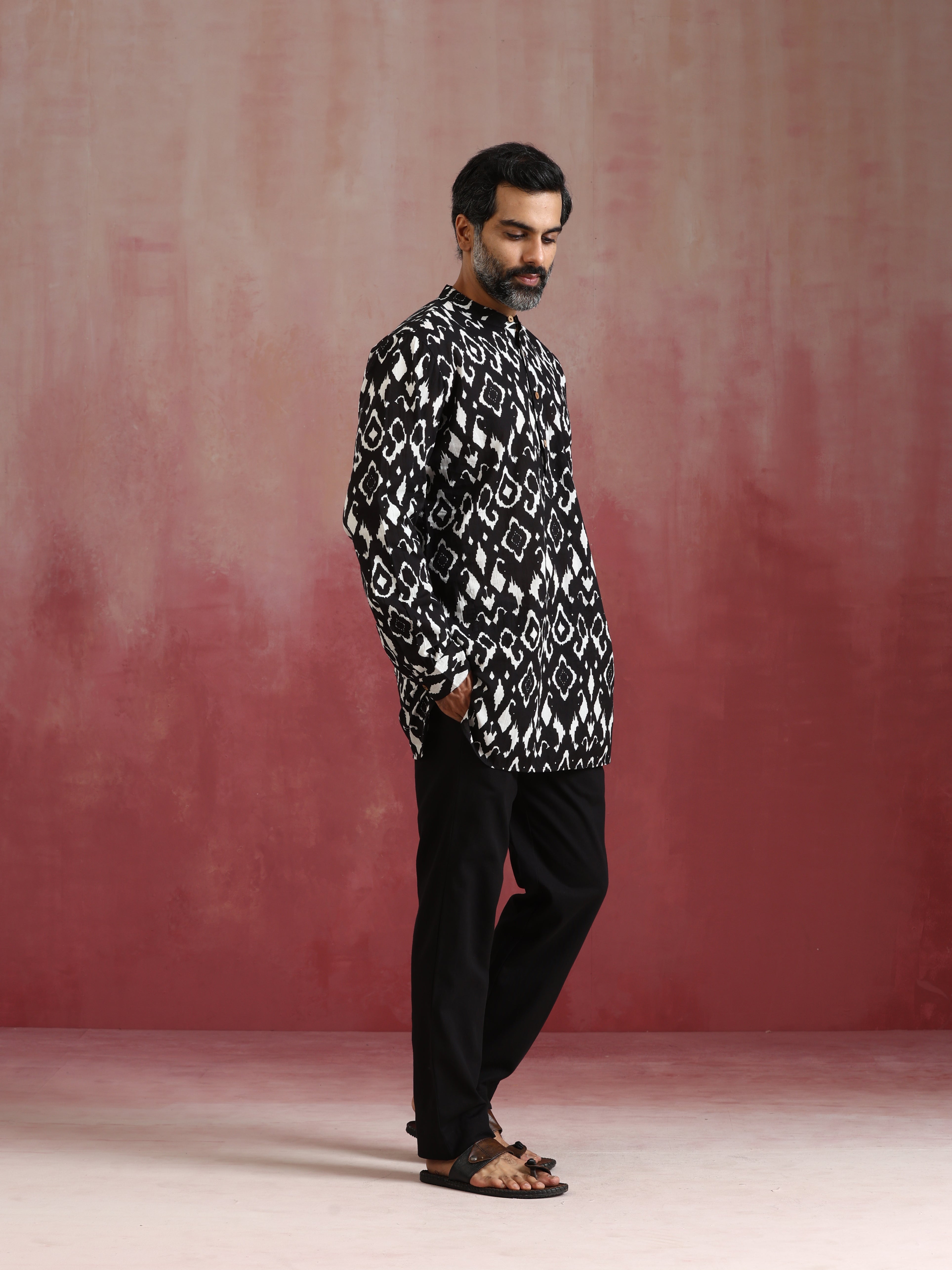 trueBrowns Men's Black Ikat Co-ord Set - view 3