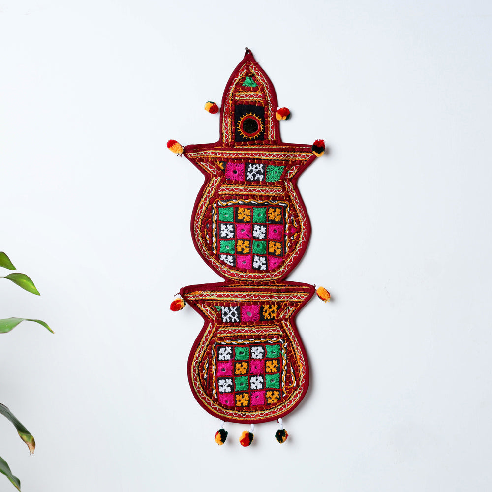 KACHCHH JI CHHAAP 2 Pocket - Mirror Work Kutch Hand Embroidered Wall Hanging Letter Holder