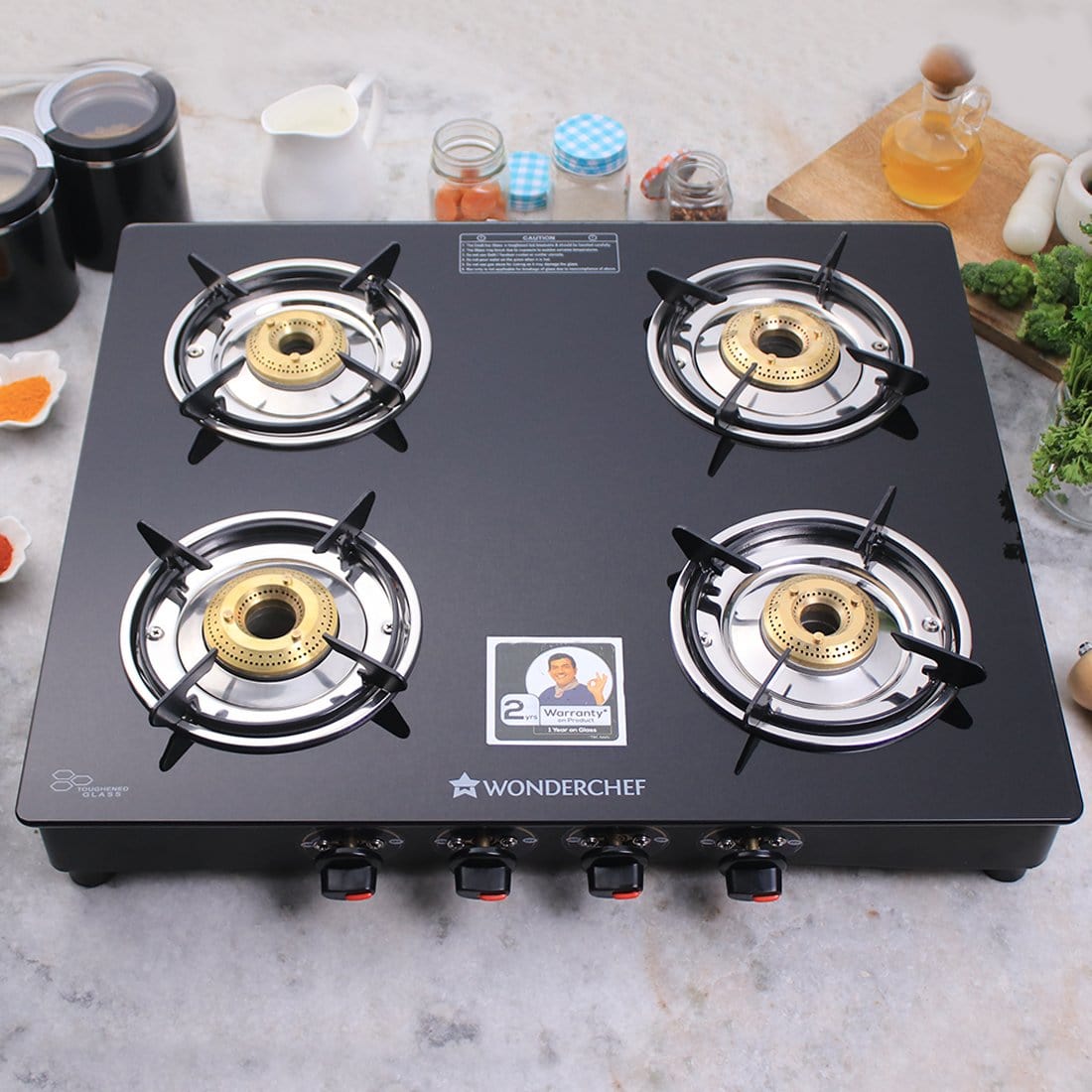 Wonderchef Ruby 4 Burner Glass Cooktop, Black Toughened Glass - view 19