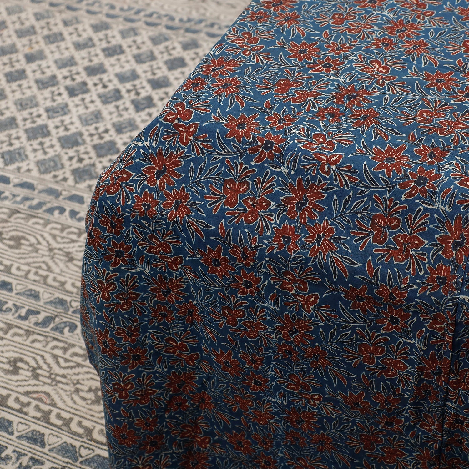 HAVELI CHRONICLES Blue - Ajrakh Patch Tukdi Kaam Cotton Double Bed Cover with Pillow Covers (109 x 86 in) - view 4