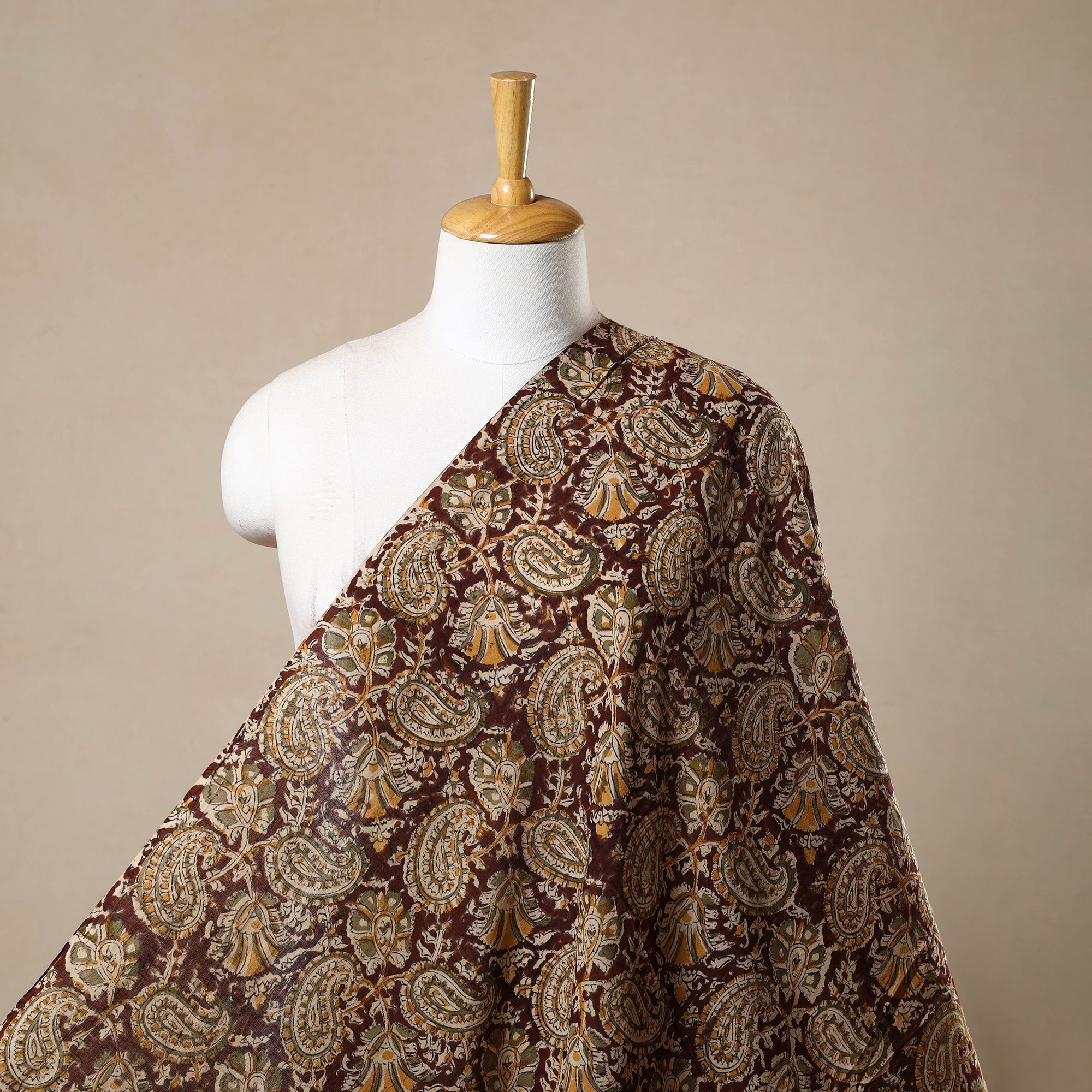 VENKATA BHANU KALAMKARI PEDANA Brown - Pedana Hand Block Print Mul Cotton Kalamkari Fabric 09