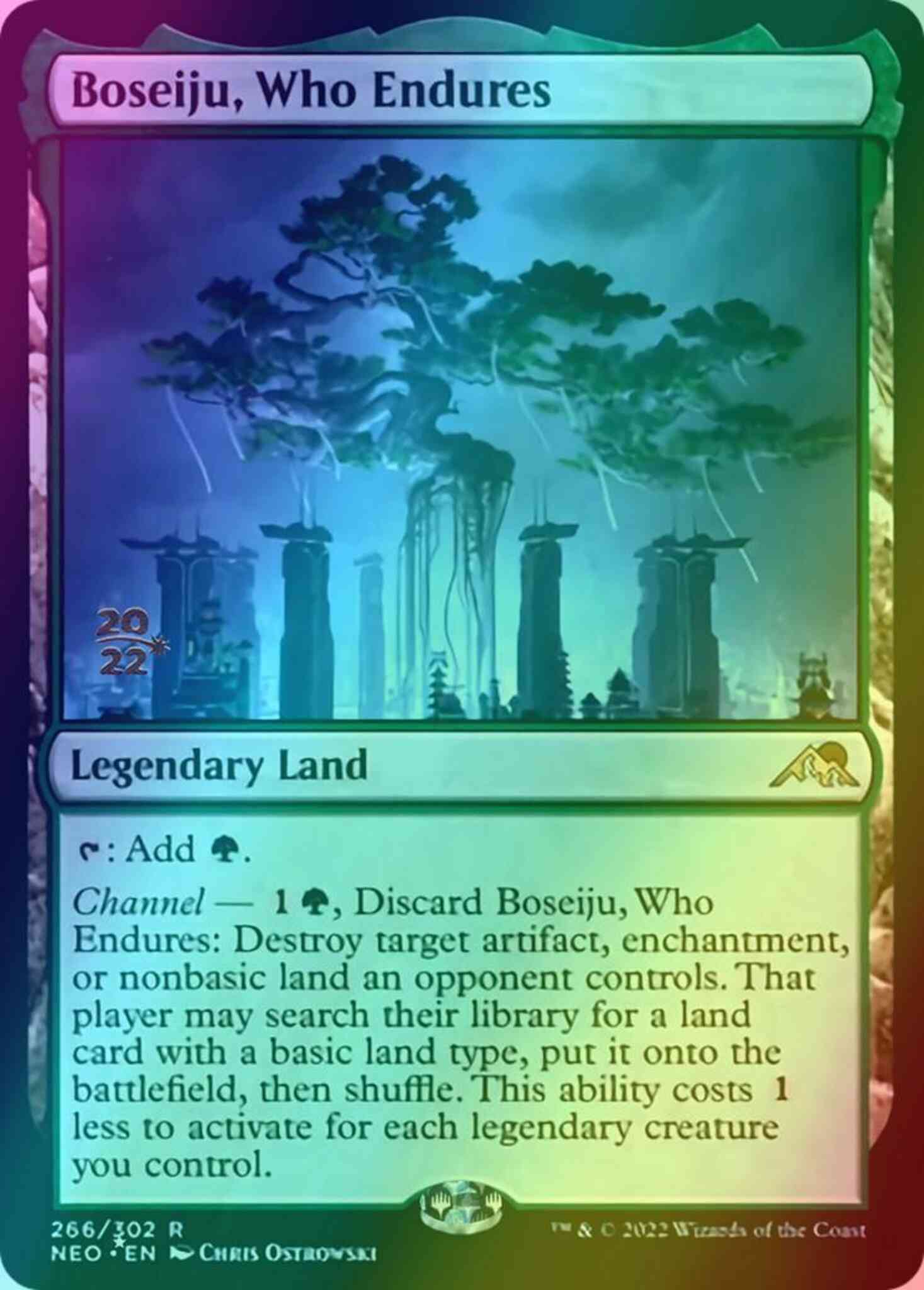 Boseiju who endures – Magic Boseiju, Who Endures [Prerelease] [266s] [Kamigawa: Neon Dynasty: Promos] [Foil]
