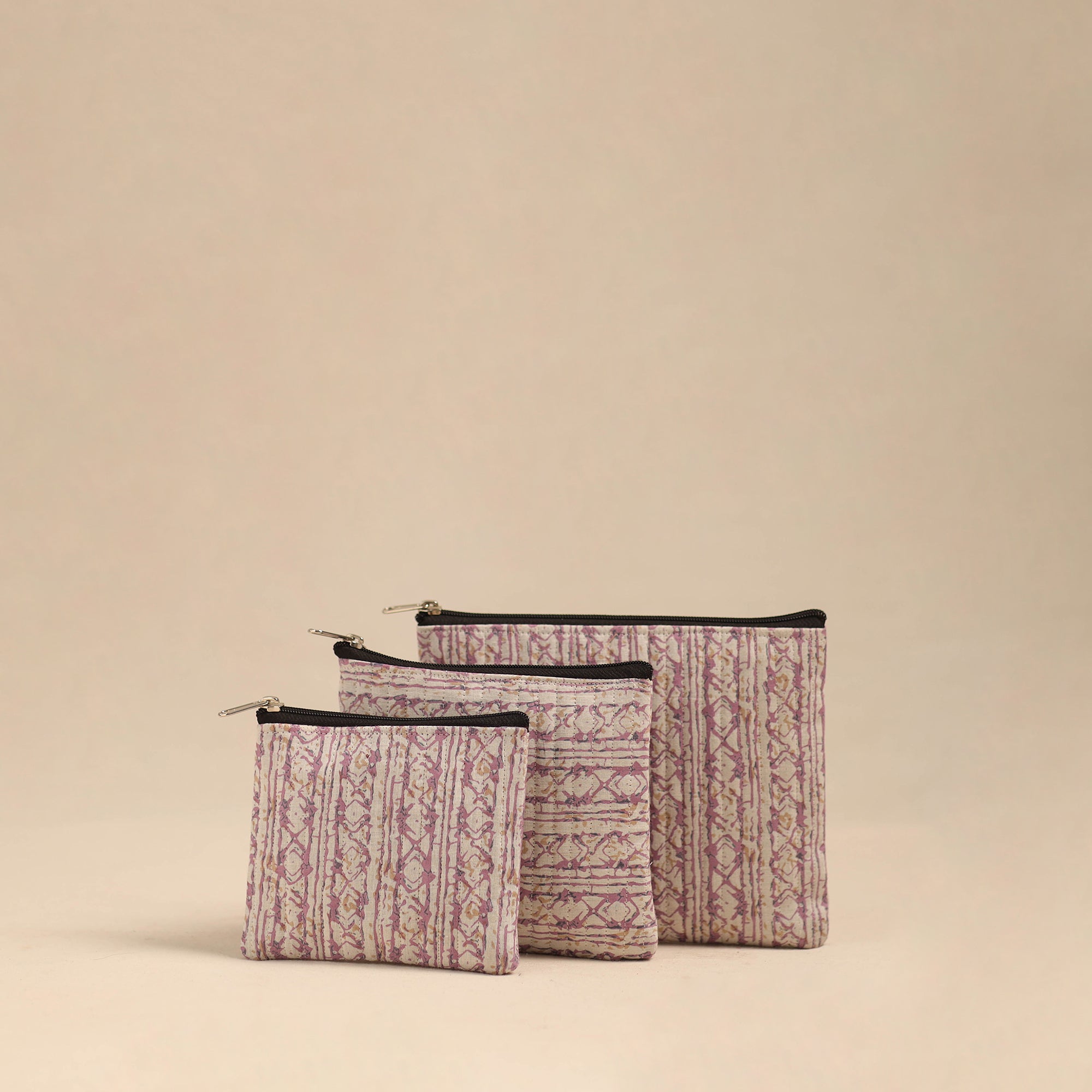 NOORI BAZAR Handmade Cotton Utility Pouches (Set of 3) 29