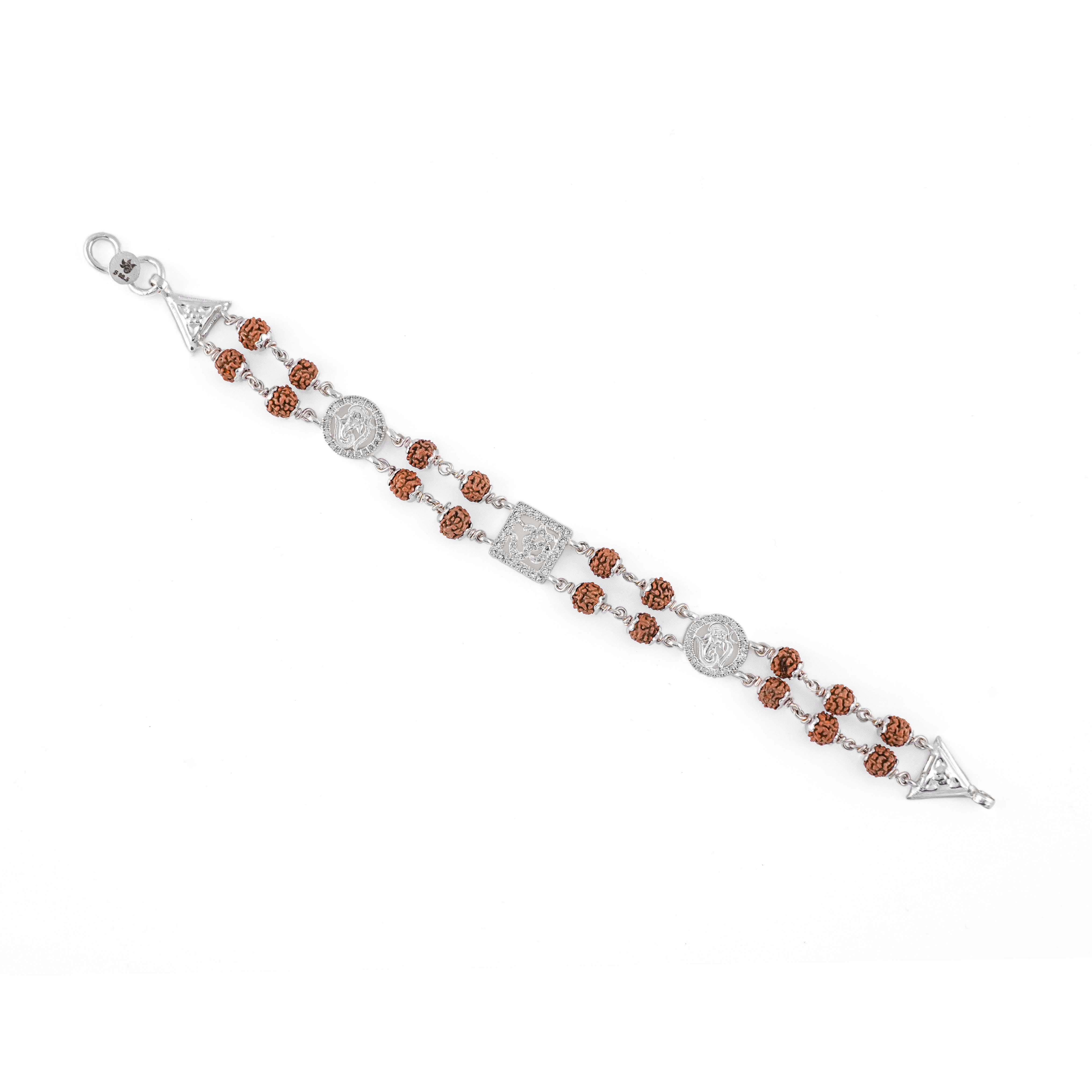 Prinjal Jewellers Rudraksha Silver Om With Ganesh double line Bracelet - view 4