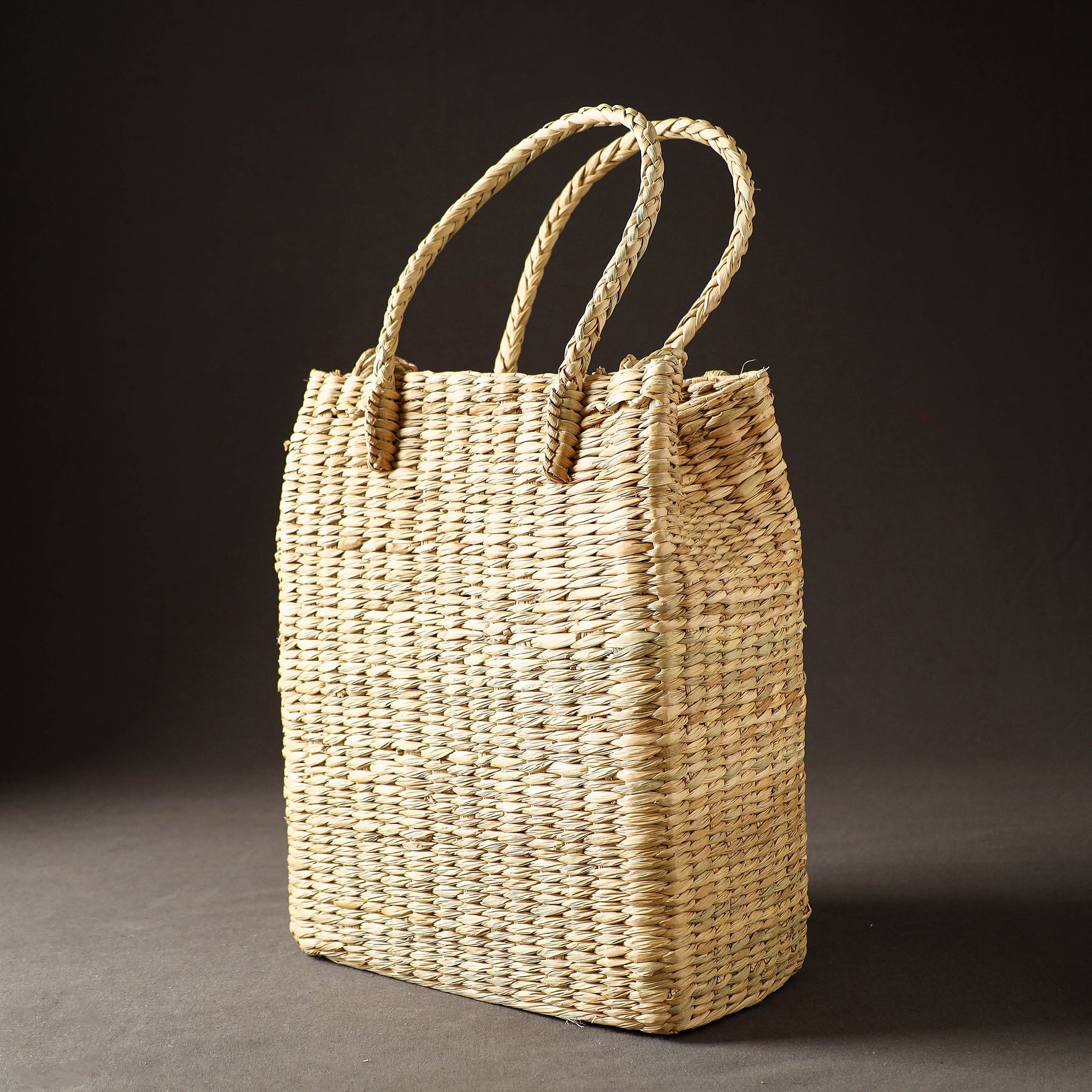 ITOKRI CRAFTS INITIATIVE Beige - Handcrafted Natural Water Reed Embroidered Shopping Bag - view 4