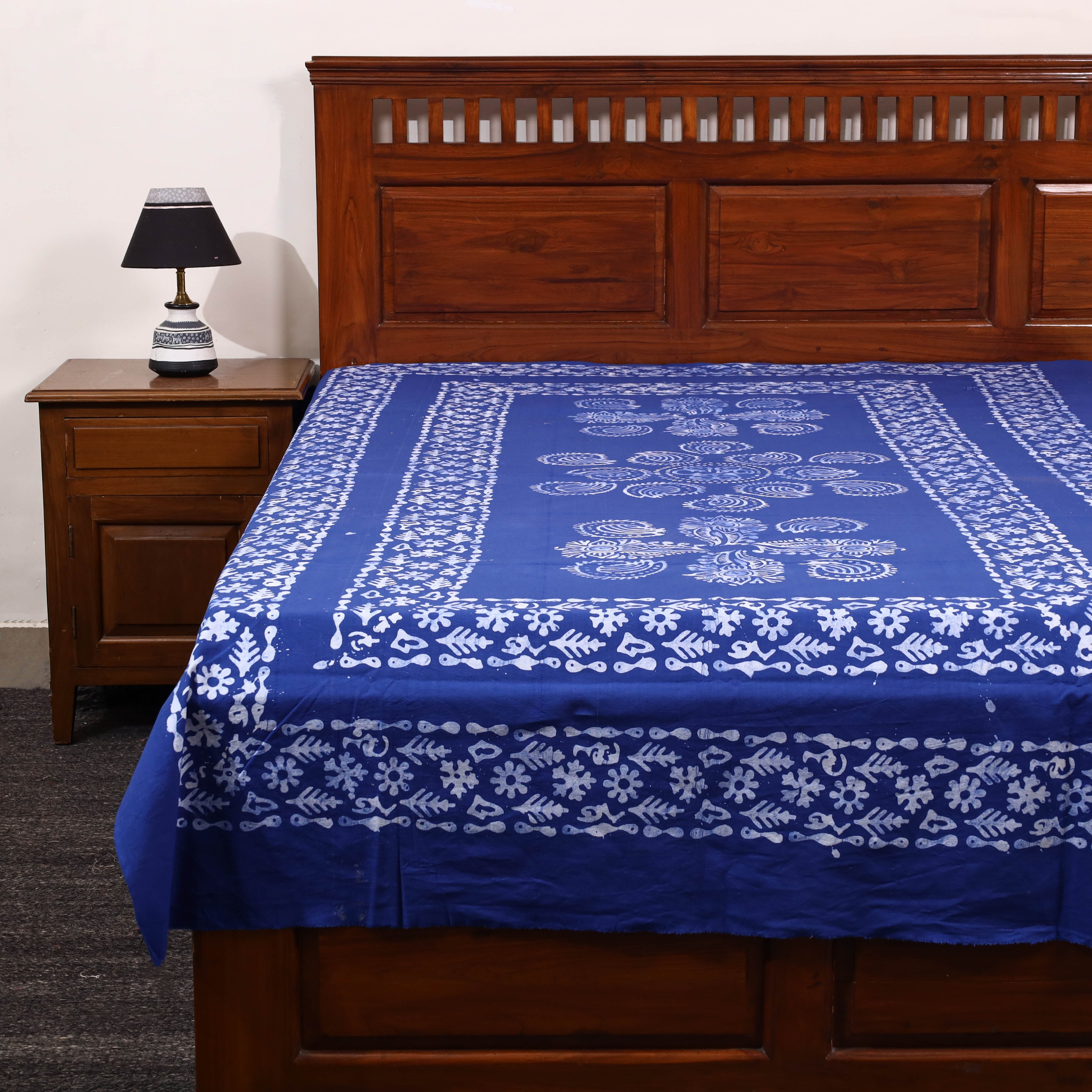 BATIK BY MD. SHARIFF Blue - Cotton Hand Batik Print Single Bedsheet (91 x 57 ) 37