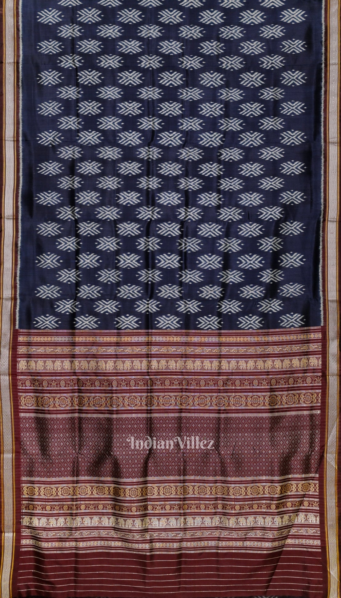 IndianVillèz Berry Blue Dongria Border Contemporary Silk Saree - view 2