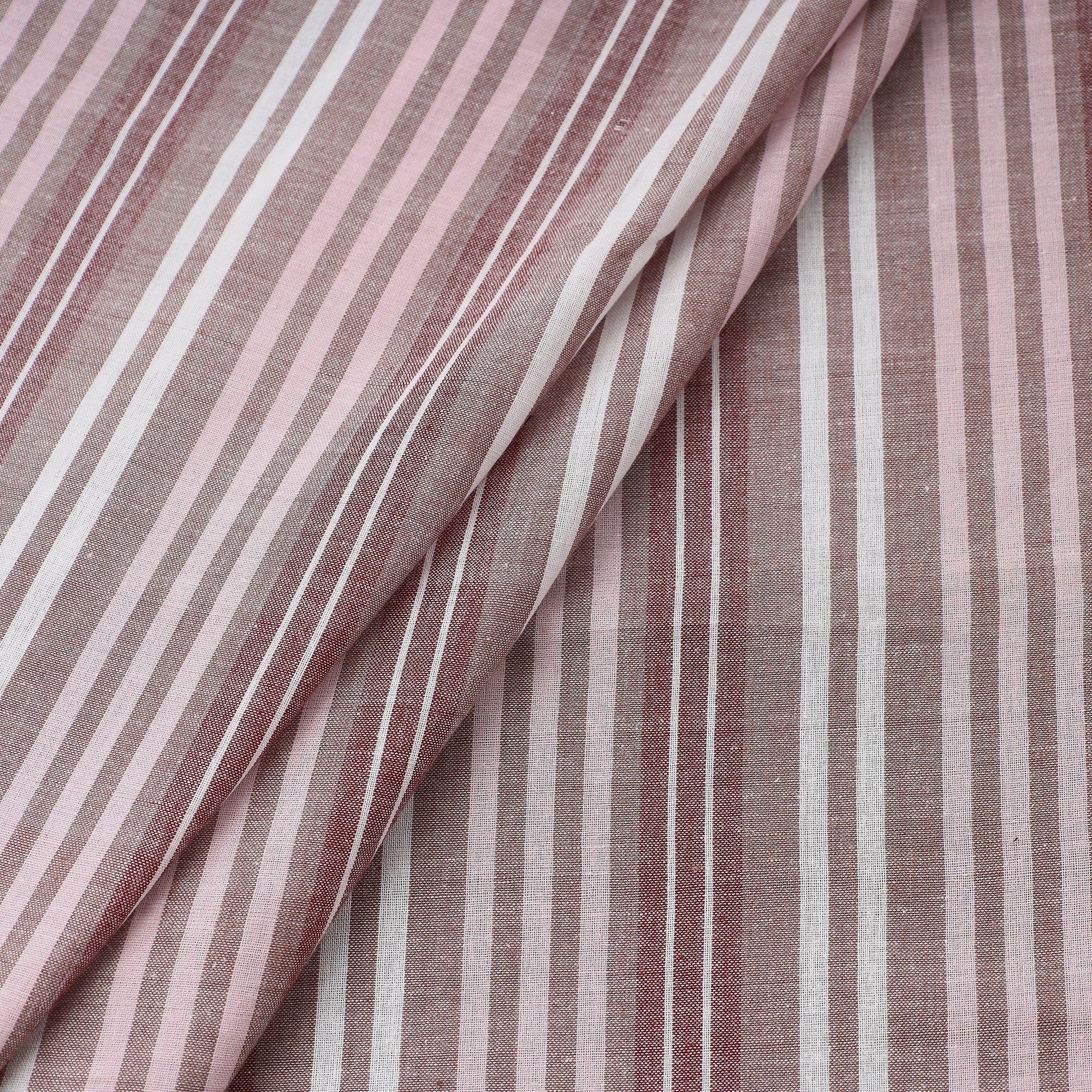 AMAN TRUST - BARAGAON WEAVES Brown - Baragaon Pre Washed Handloom Striped Cotton Fabric - view 2
