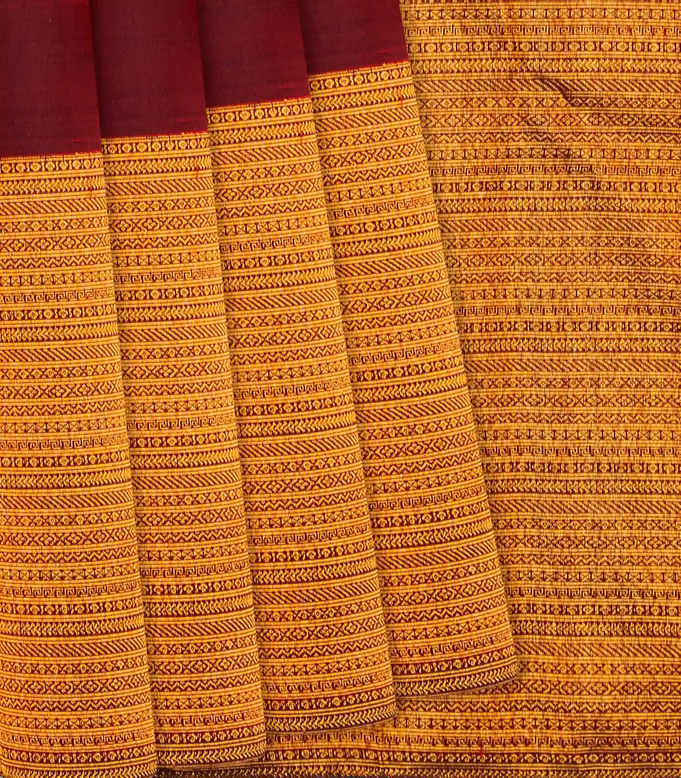 RmKV Maroon Handloom Kanchipuram Silk Saree Zari Border-Maroon