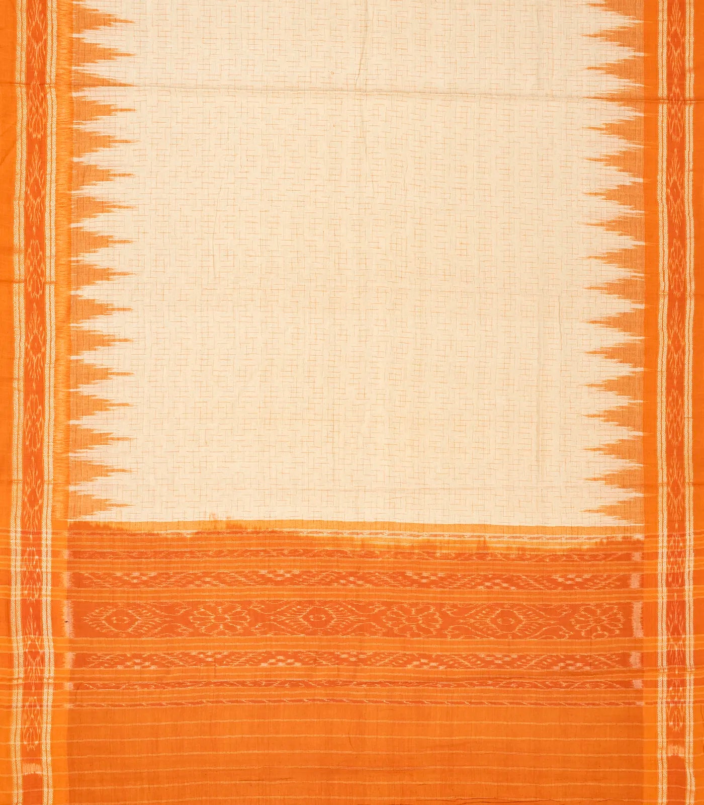 RmKV Taupe Handloom Orissa Cotton Saree With Orange Border - view 2