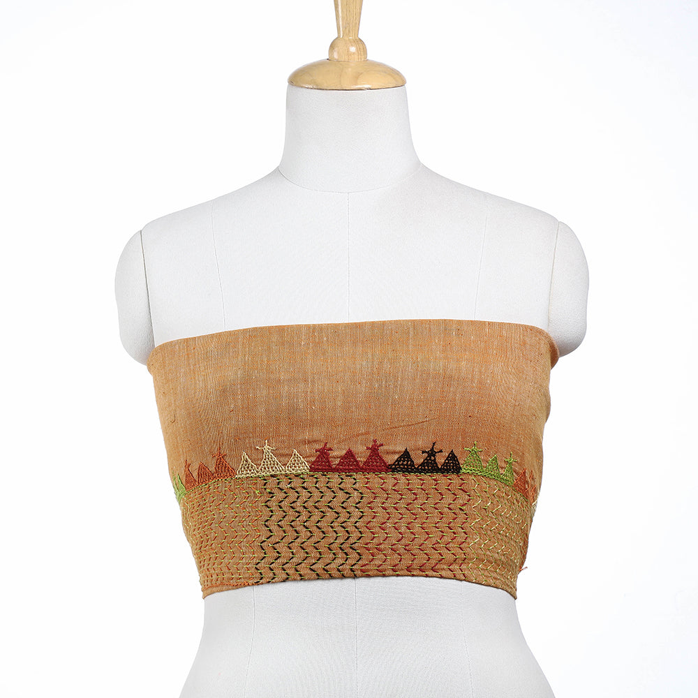 SANDUR KUSHALA KALA KENDRA Brown - Lambani Embroidery Handspun Cotton Blouse Piece