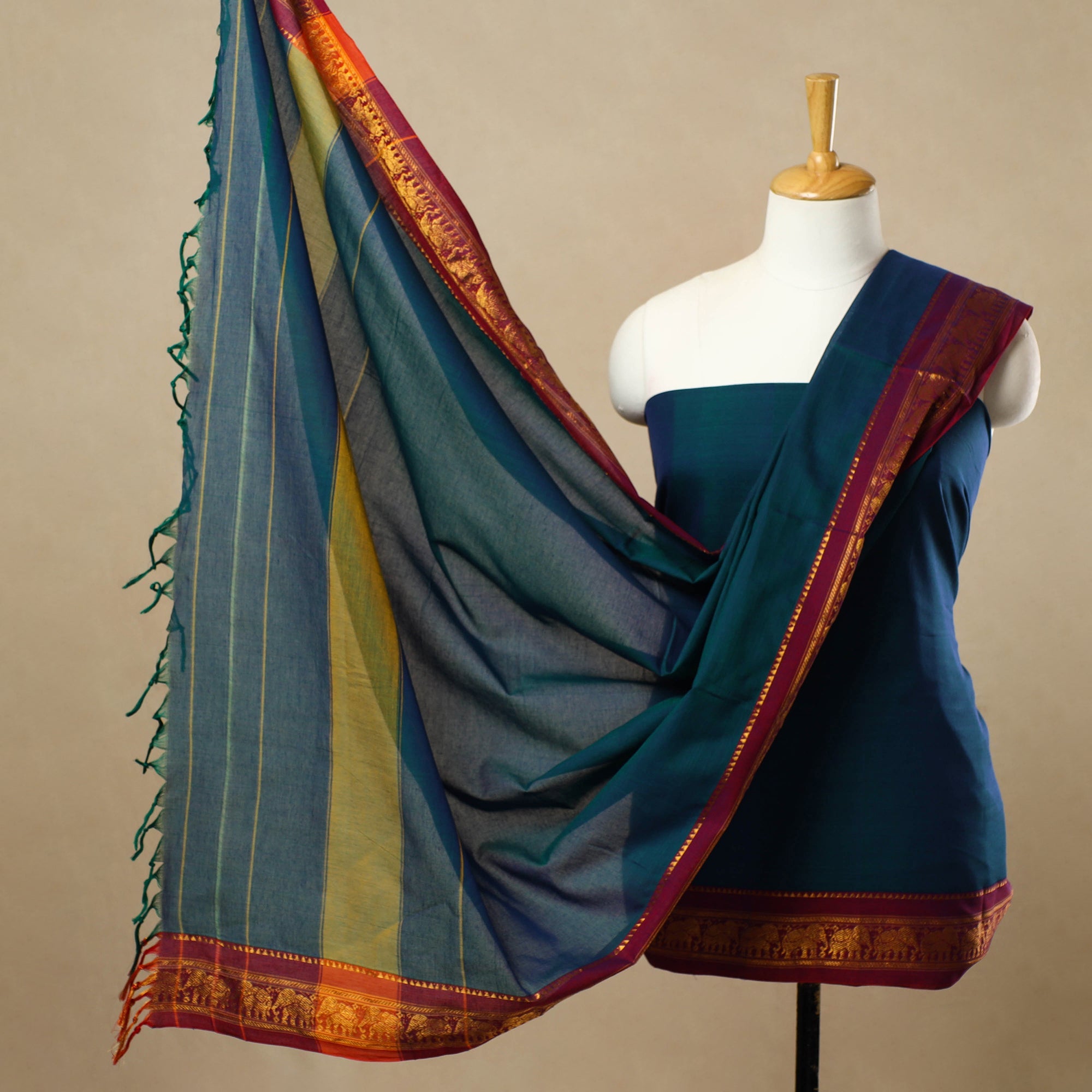 SOUTH KARGHA Blue - 3pc Mercerised Cotton Dharwad Dress Material 41