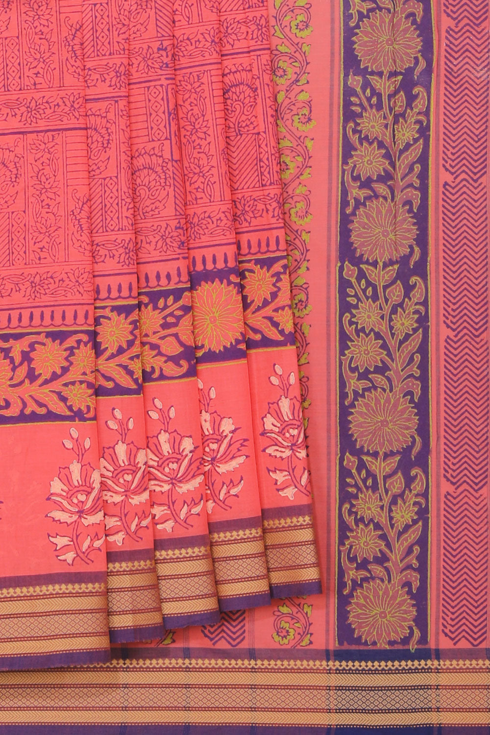 Kalanjali Ethnics Hand block printed cotton saree - view 2