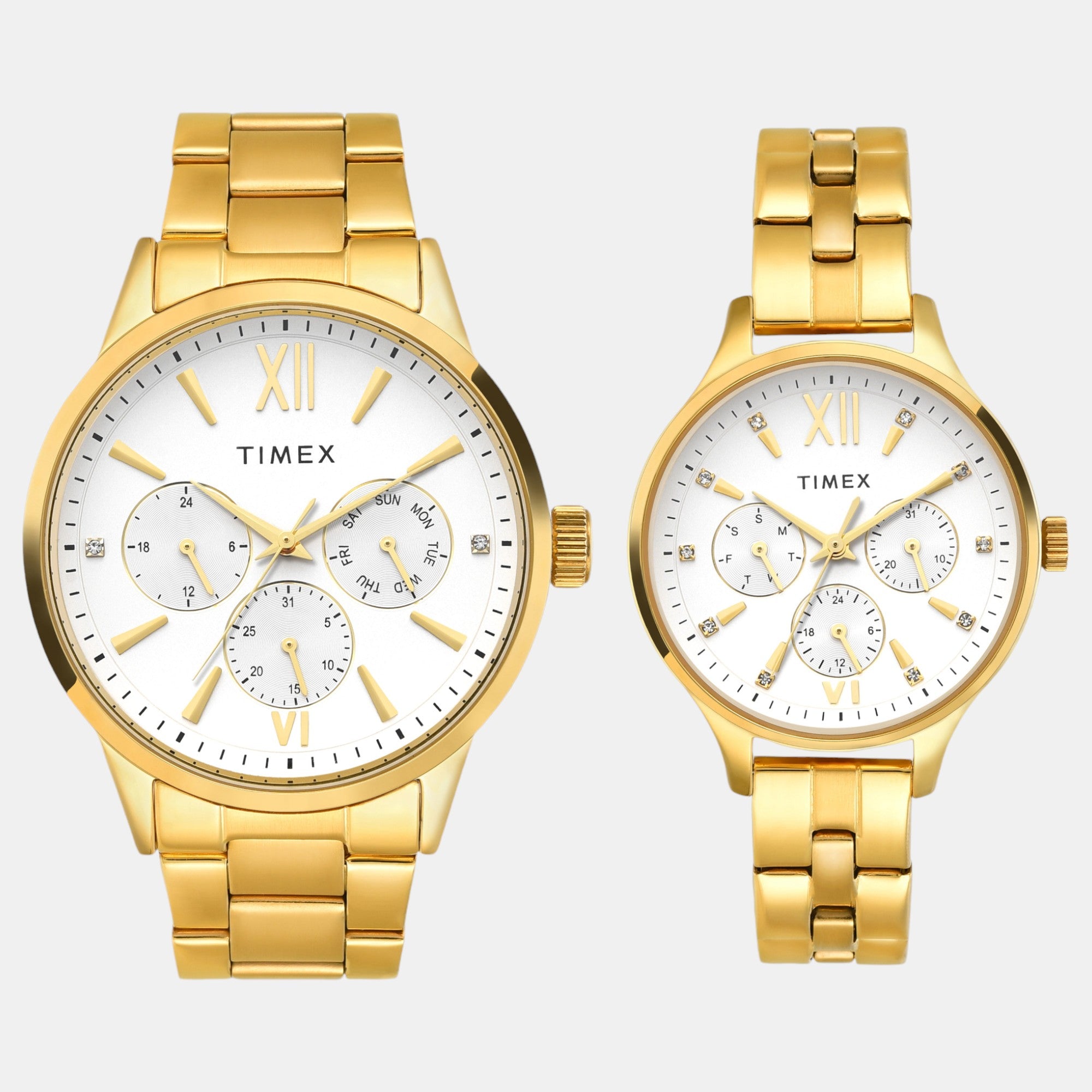 Timex Fashion Couple Quartz Silver Dial Multi-Function Stainless Steel Watch TW00PR303
