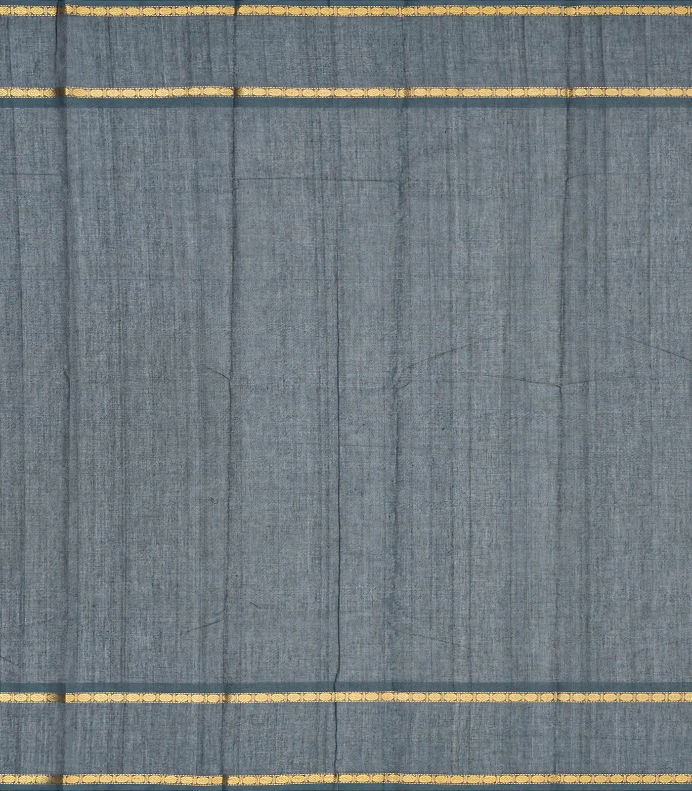 RmKV Dark Grey Handloom Kanchi Cotton Saree With Zari Stripes - view 4