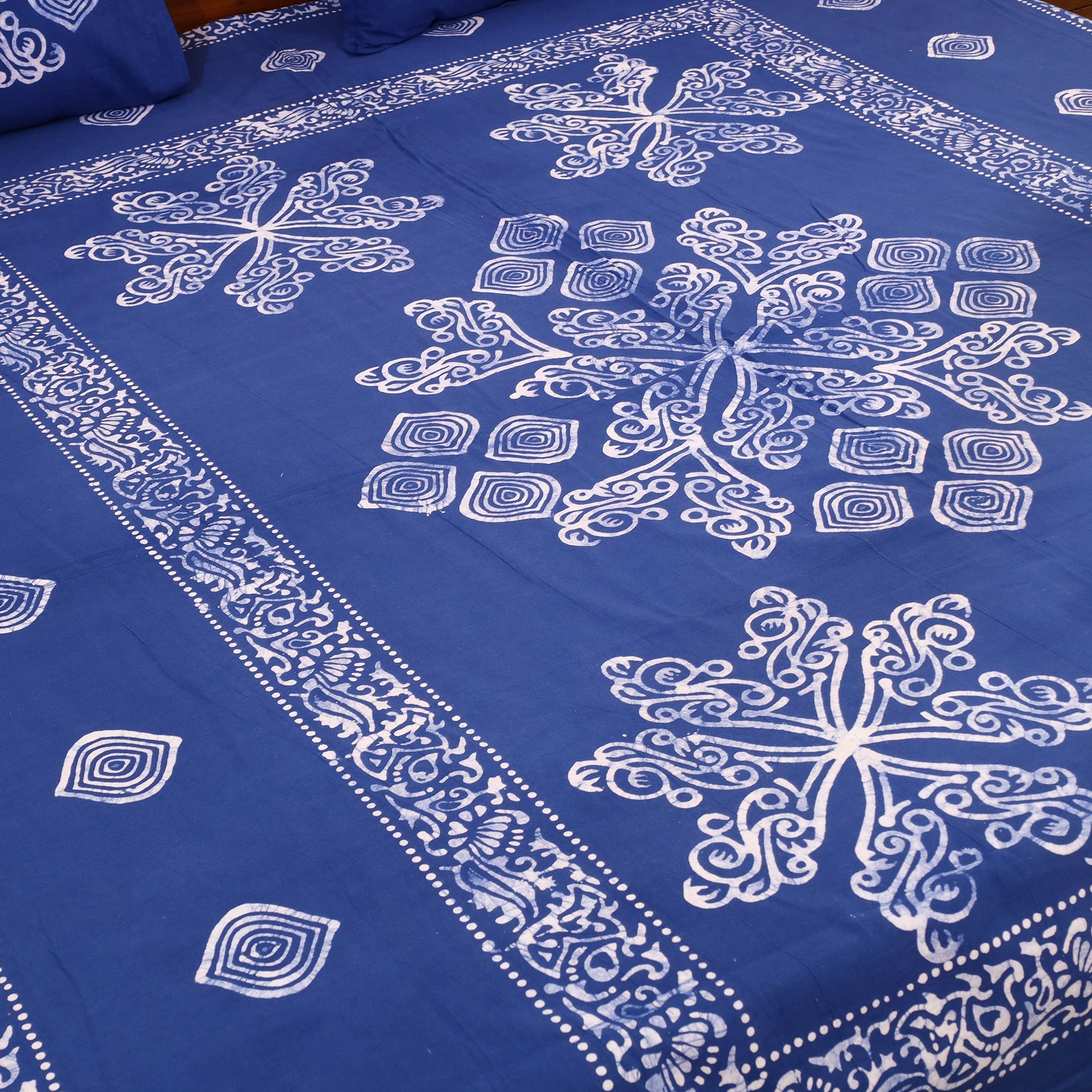 BATIK BY MD. SHARIFF Blue - Cotton Double Hand Batik Print Bed Sheet Set 13 - view 2