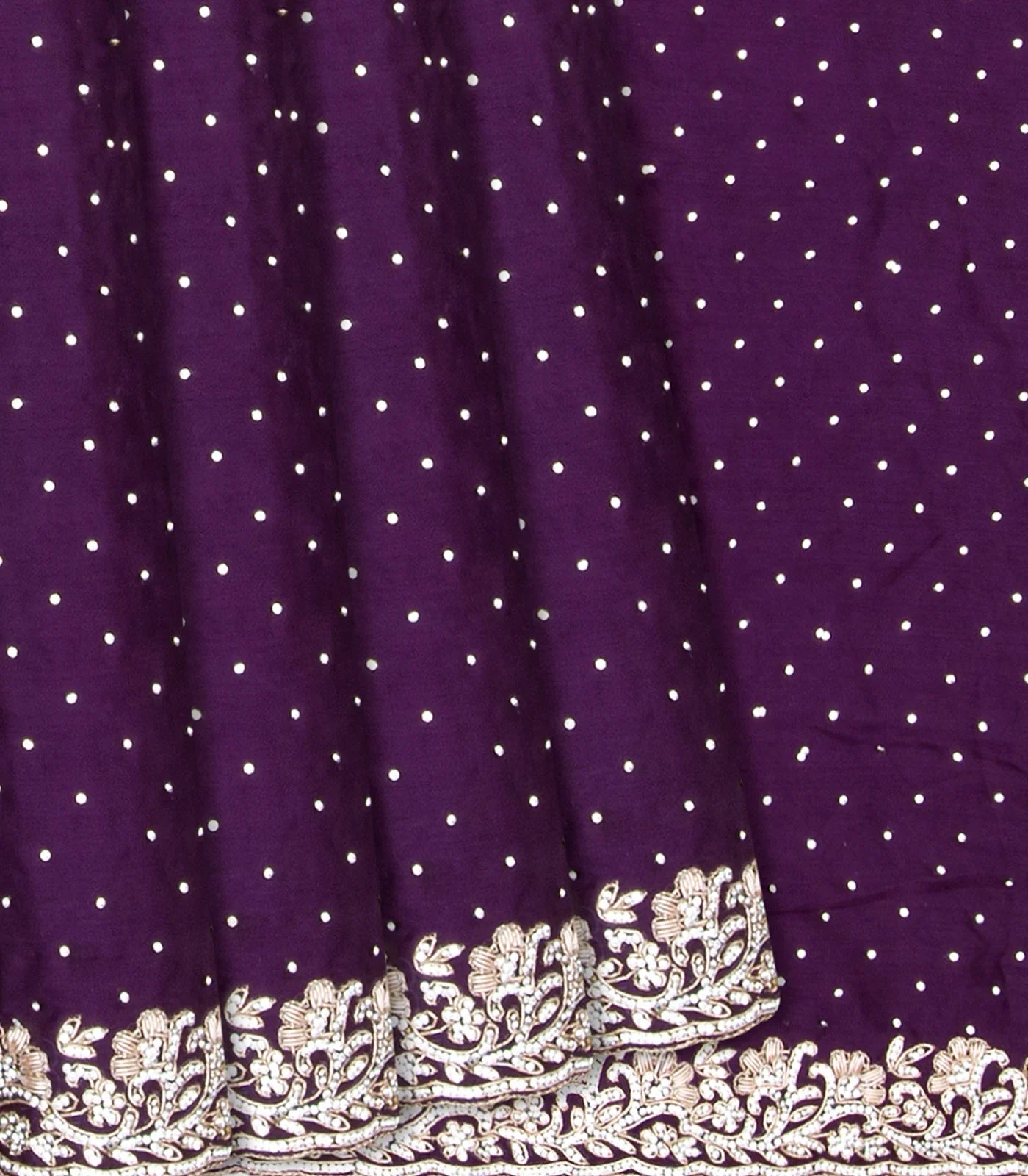 RmKV Dark Purple Woven Crepe Silk Saree With Embroidered Sequin Motifs-Purple