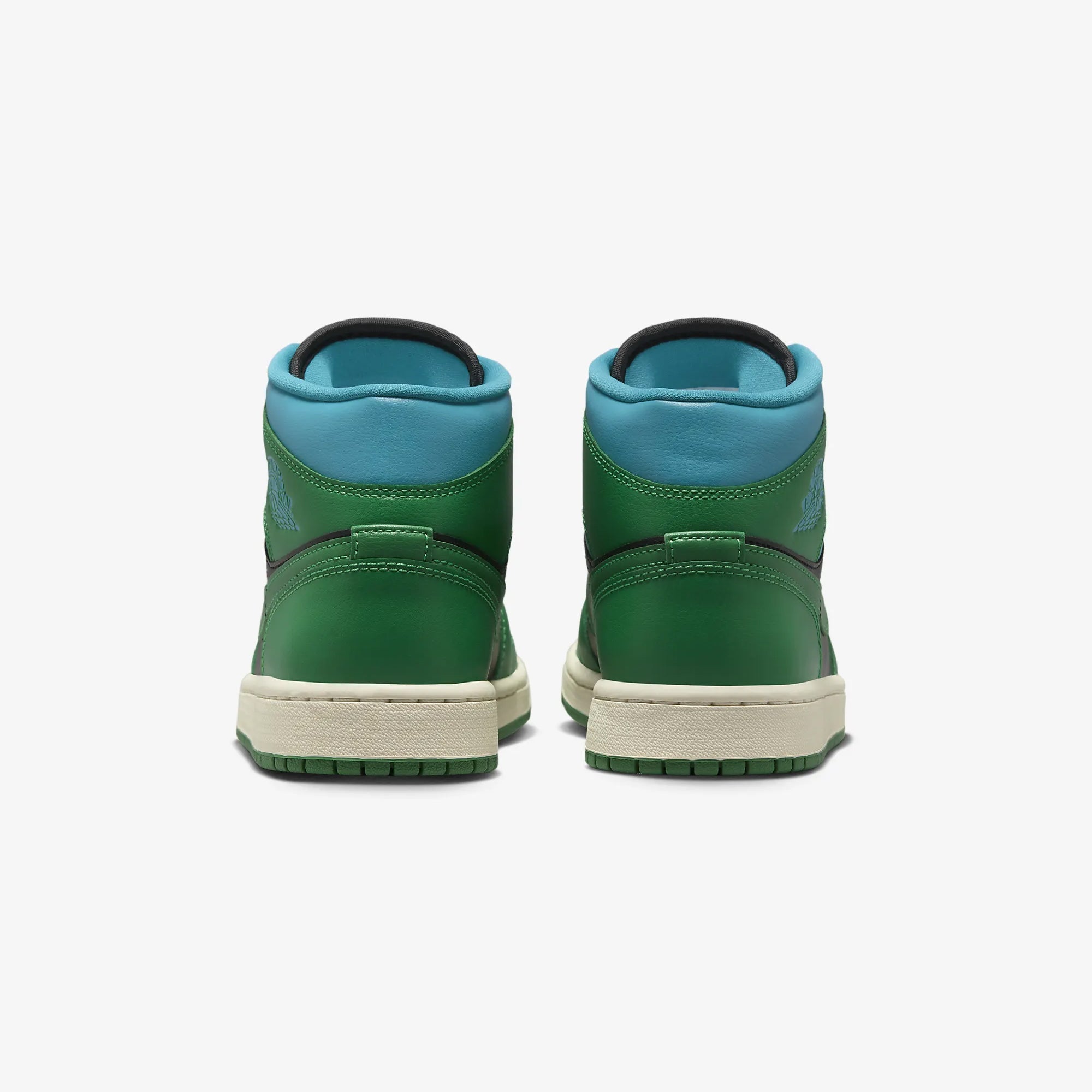 Jordan | AIR JORDAN 1 MID { BLACK/LUCKY GREEN-AQUATONE-SAIL - view 2