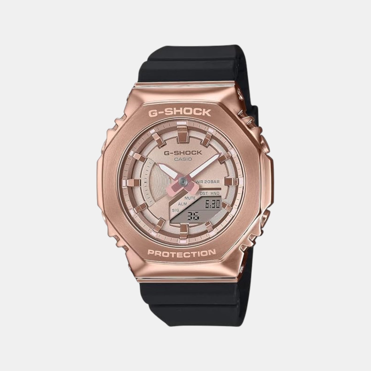 Casio G-Shock Women Quartz Rose Gold Dial Analog-Digital Resin Watch G1693