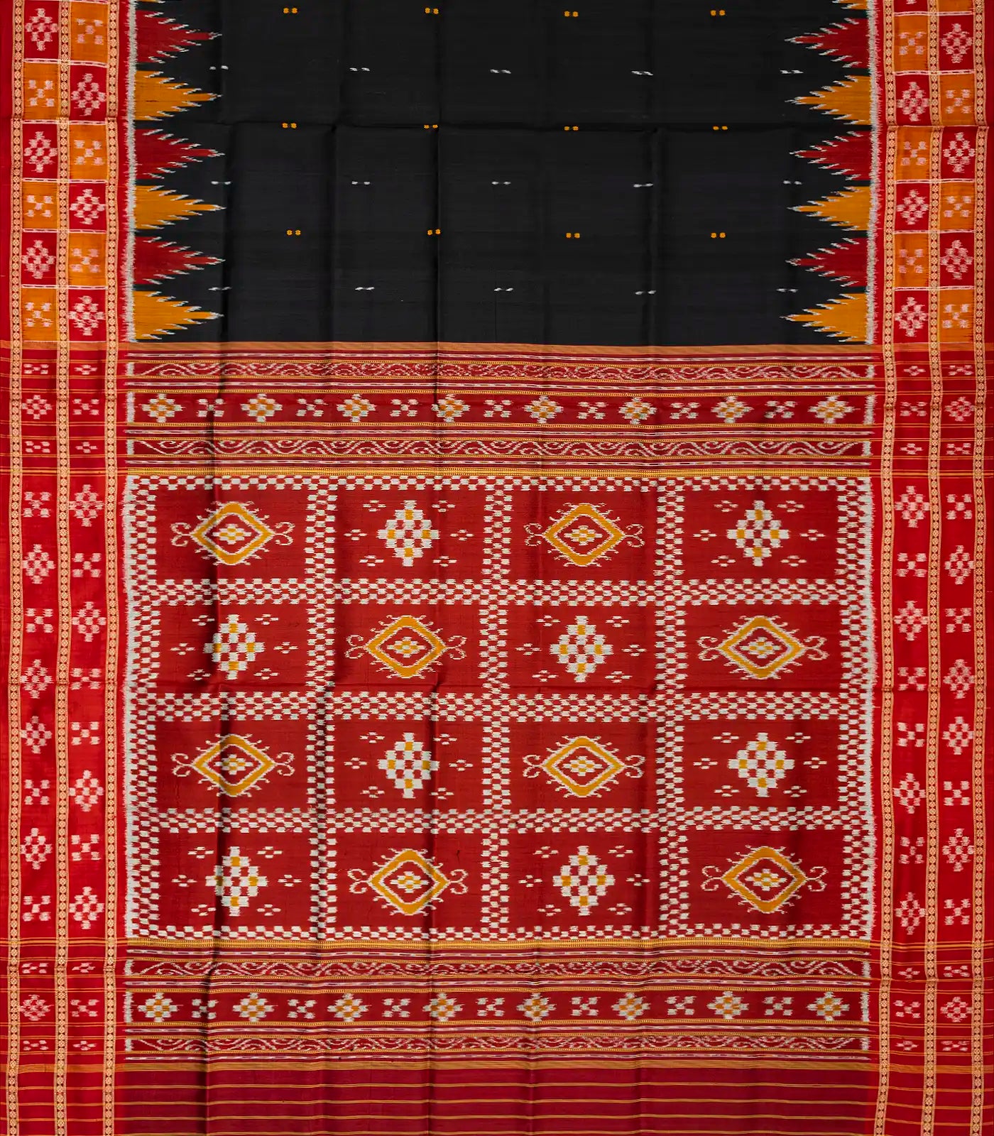 RmKV Black Handloom Orissa Silk Saree With Button Buttas - view 2