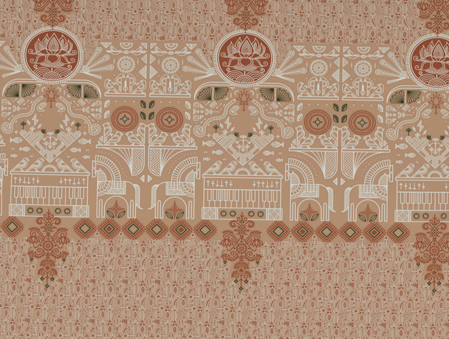 Spaces India Godna Ornate Brown 100% Cotton King Size Bedsheet - Rangana by Spaces - view 7
