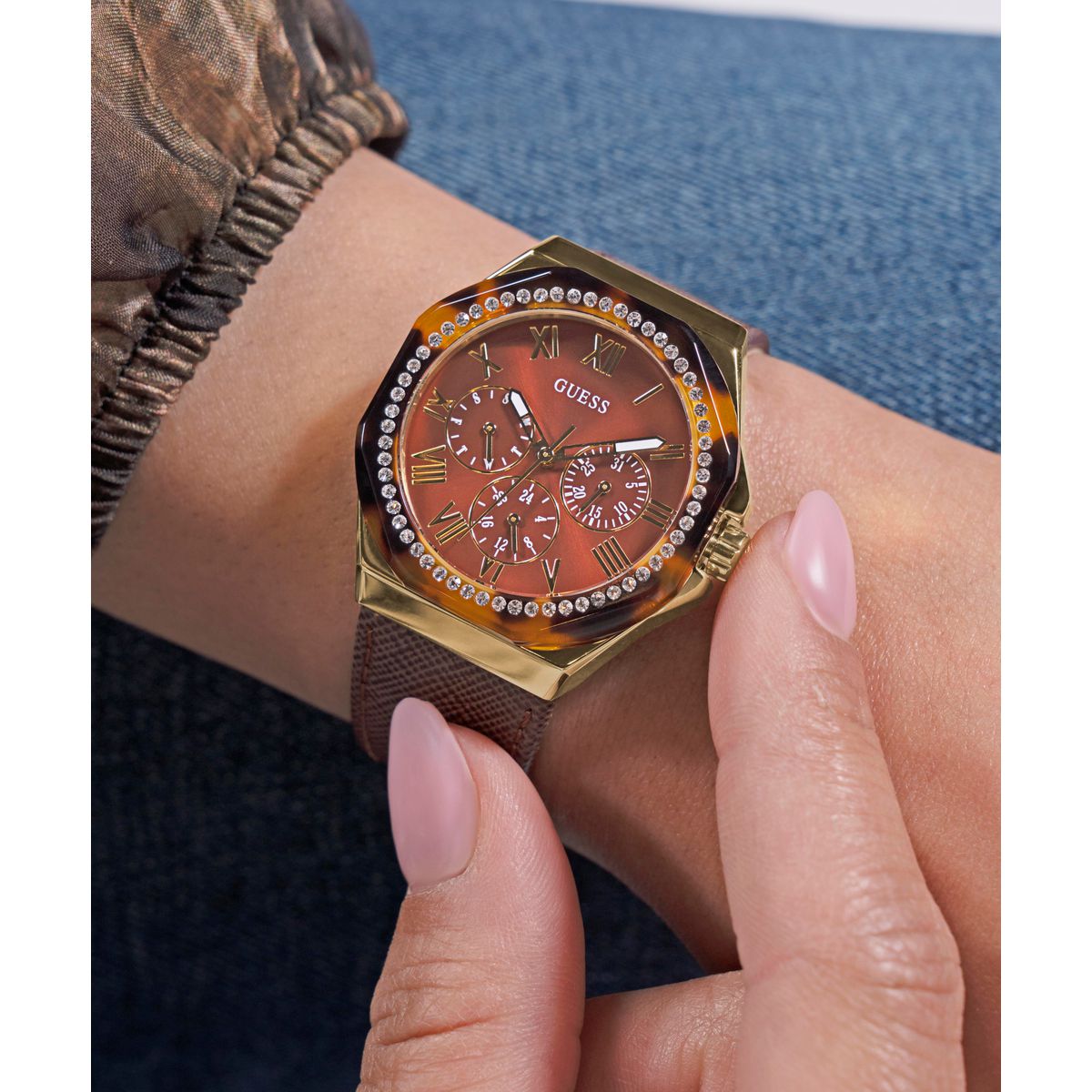 Guess Glaze Women Quartz Brown Dial Multi-Function Leather Watch GW0753L3 - view 7