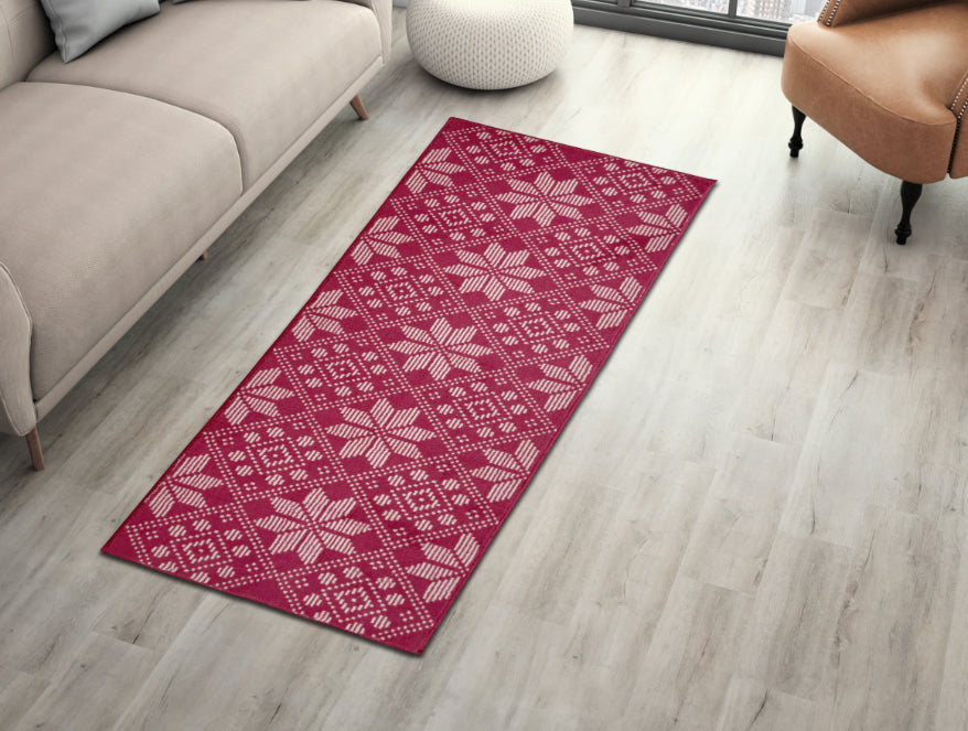 Spaces India Ethan Polyester Runner - Dark Red
