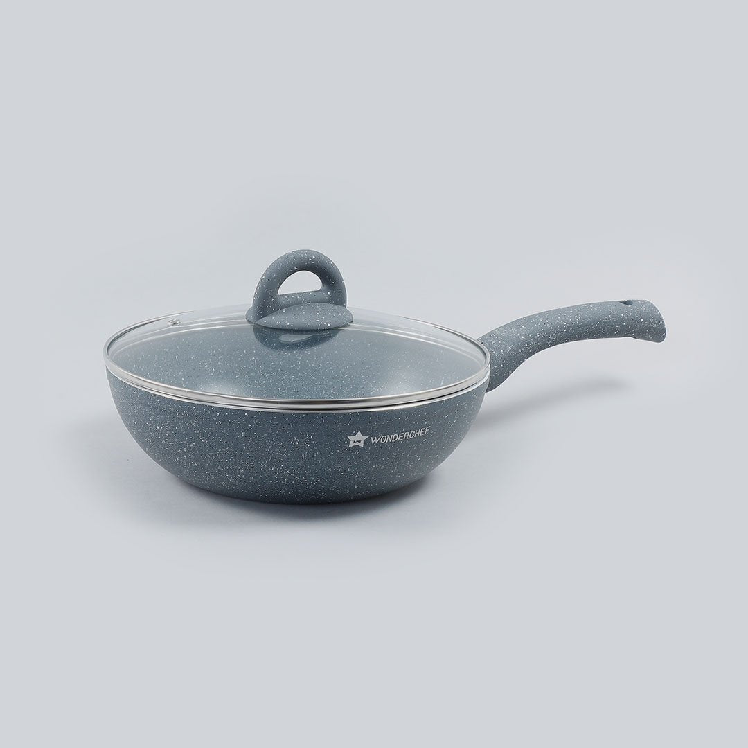 Wonderchef Renewed Granite 26cm Non-Stick Wok (without Lid)