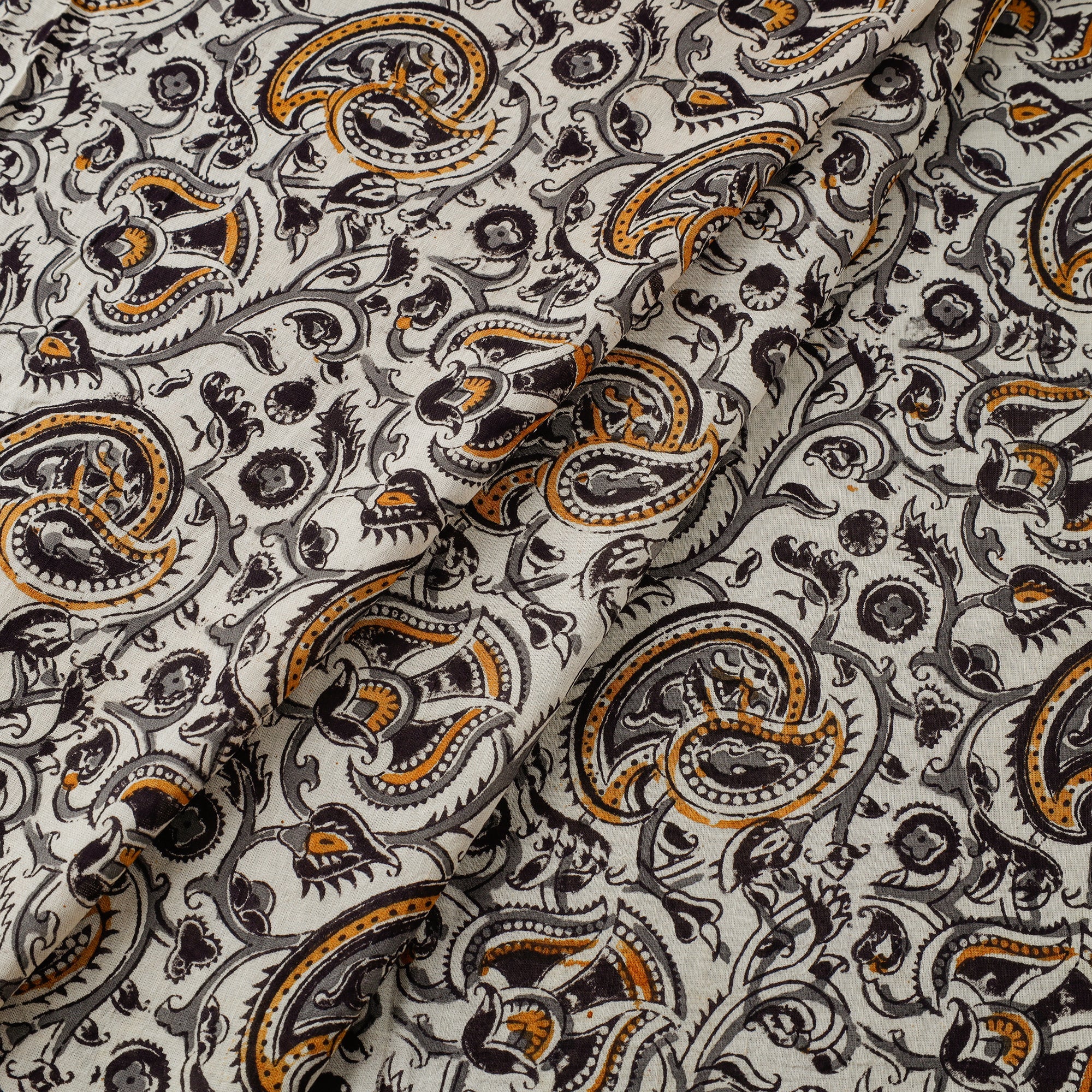VENKATA BHANU KALAMKARI PEDANA Beige - Pedana Kalamkari Block Printed Mul Cotton Fabric 06 - view 2
