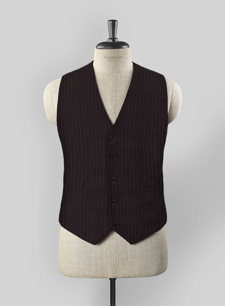 StudioSuits Brown Pinstripe Wool Waist Coat - view 2