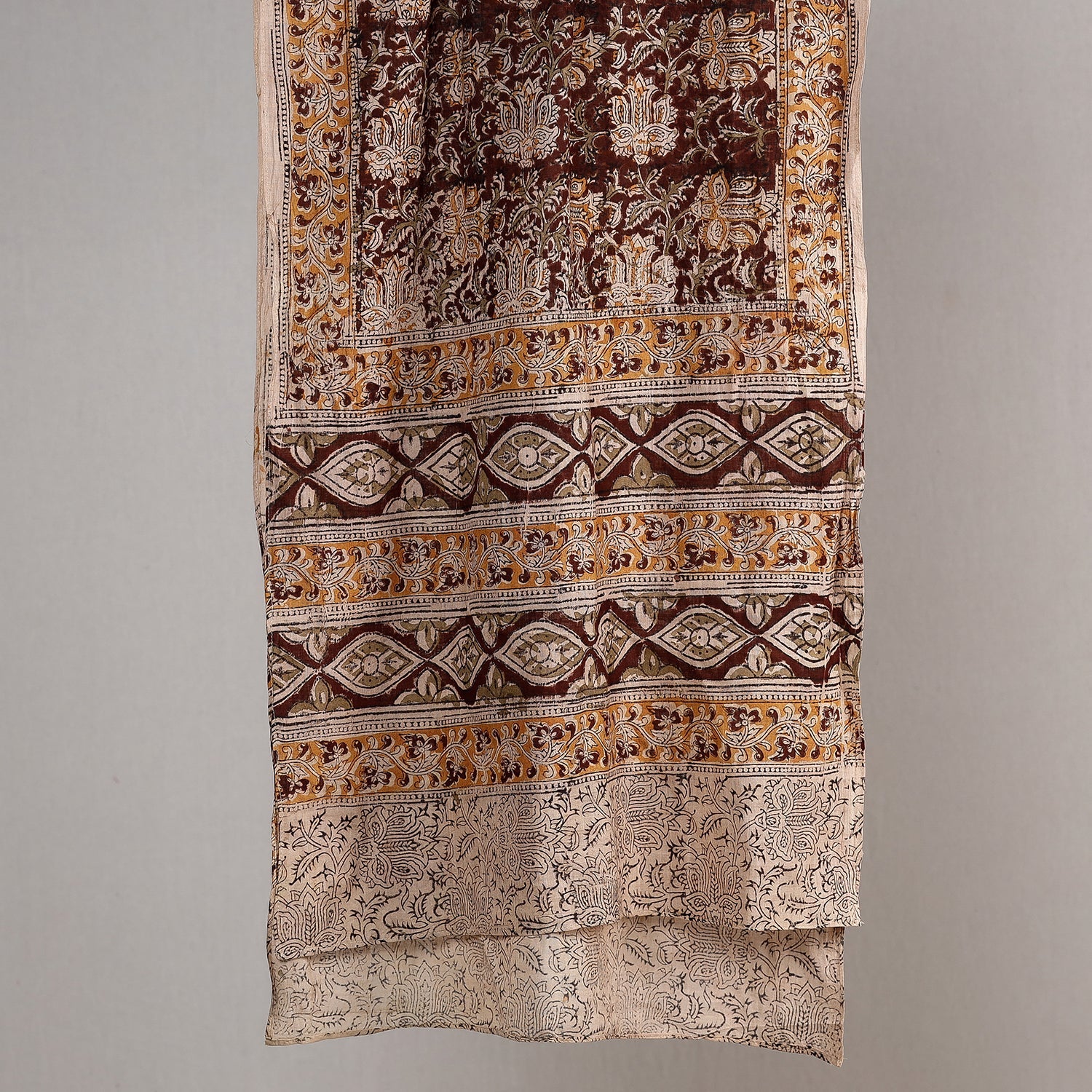 SOUTH KARGHA Brown - Kalamkari Block Printed Handloom Fine Cotton Stole - view 2