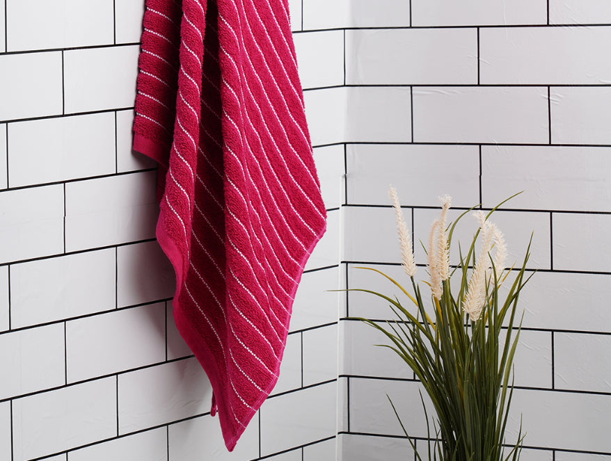 100 cotton bath – Spaces India Cherry - Dark Red 100% Cotton Bath Towel - 2-In-1 By Welspun
