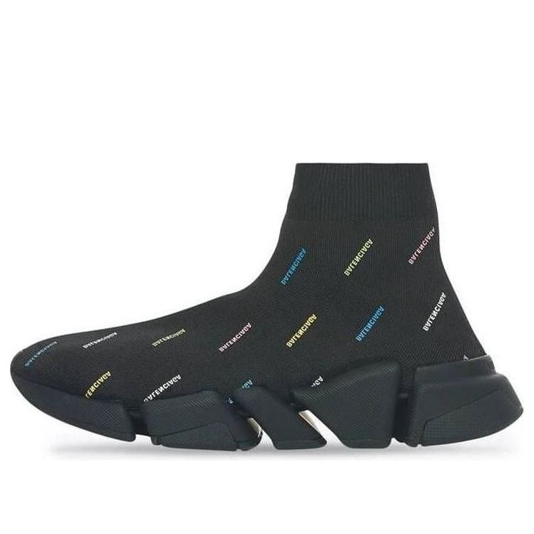 Speed 2 0 – Balenciaga Speed 2.0 Allover Logo Recycled Knit Black Multicolor