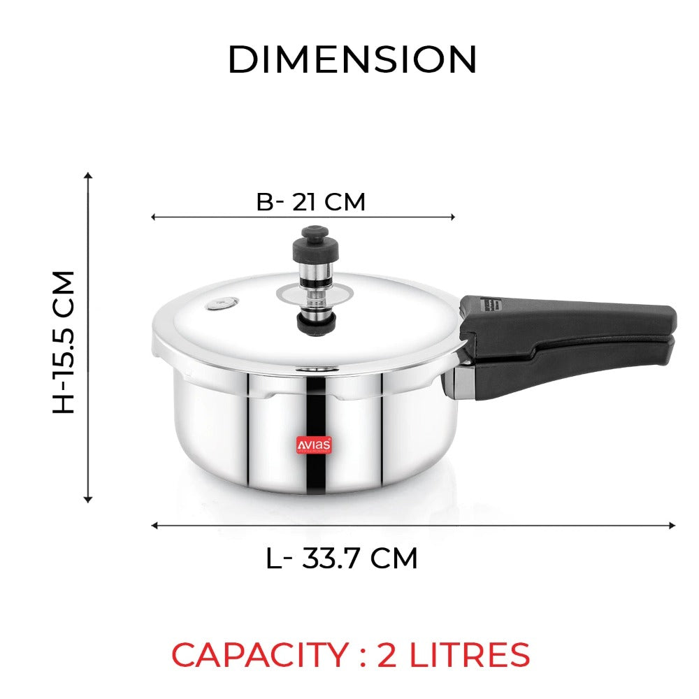 AVIAS Riara Premium Stainless Steel Tri-Ply Pressure Cooker With Outer Lid | Gas & Induction Compatible | Silver - view 7