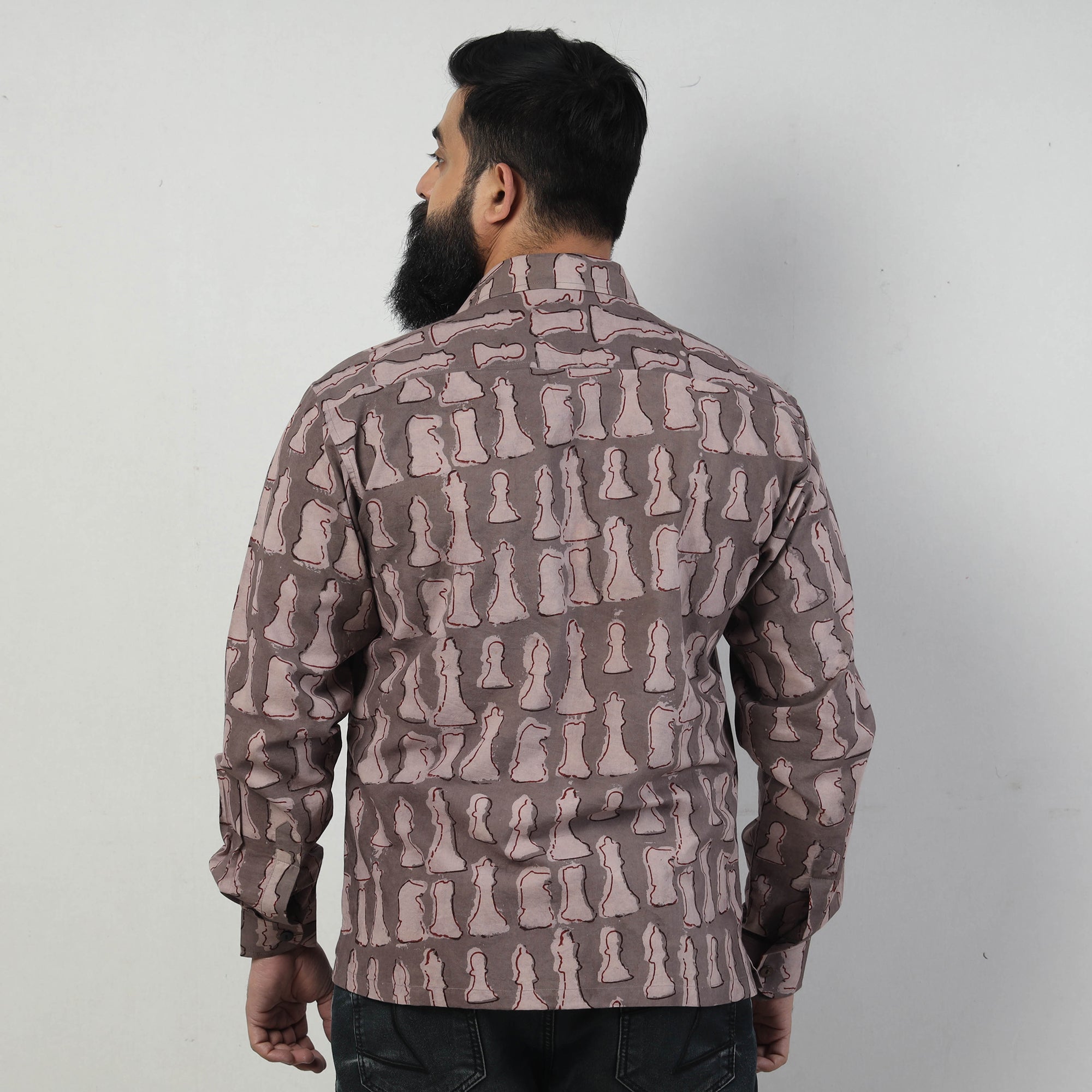 BINDAAS UNLIMITED Brown - Bindaas Block Art Printed Cotton Men Full Sleeve Shirt - view 5