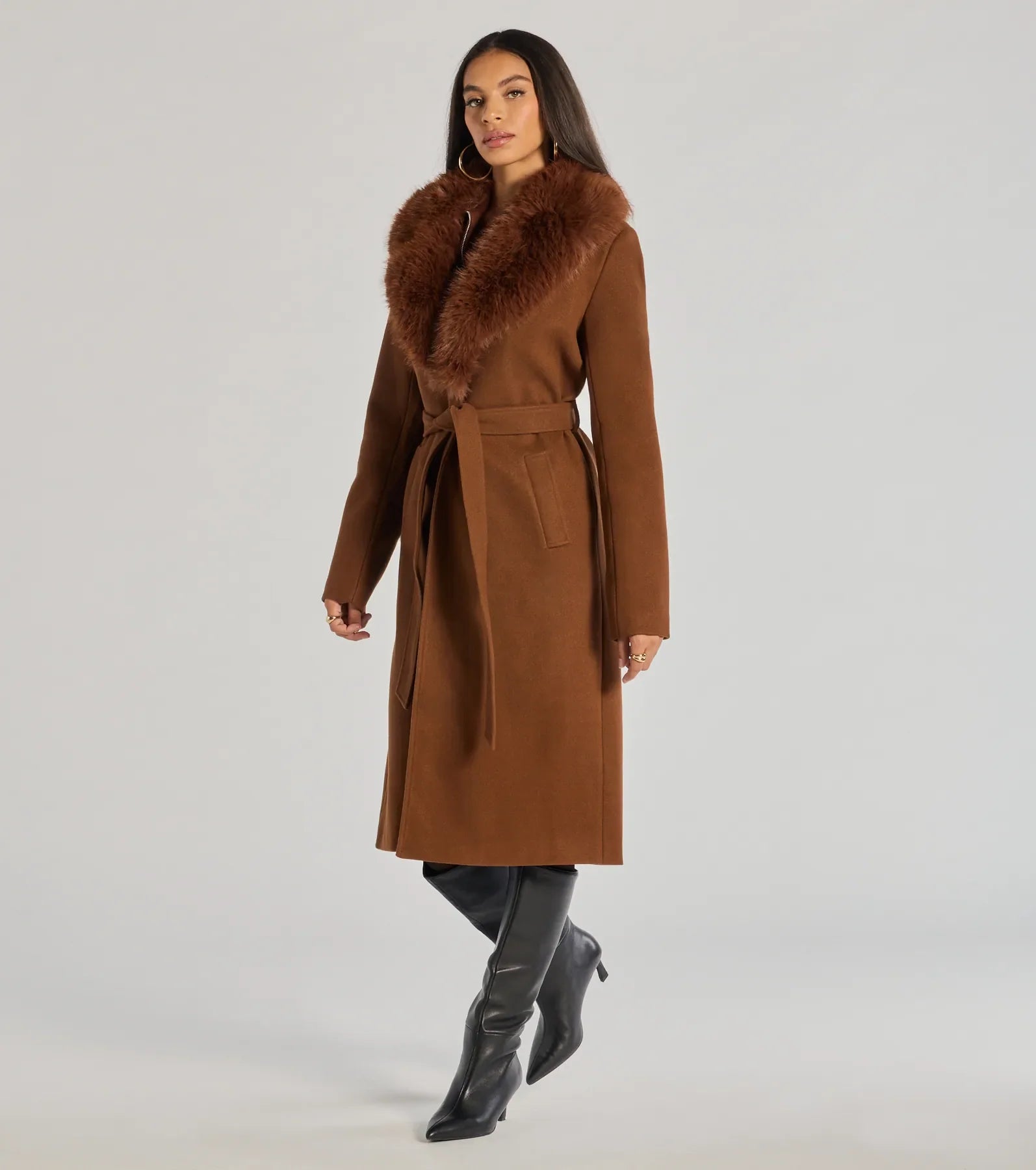 Windsor Lavish Layers Faux Wool Trench Coat - view 4