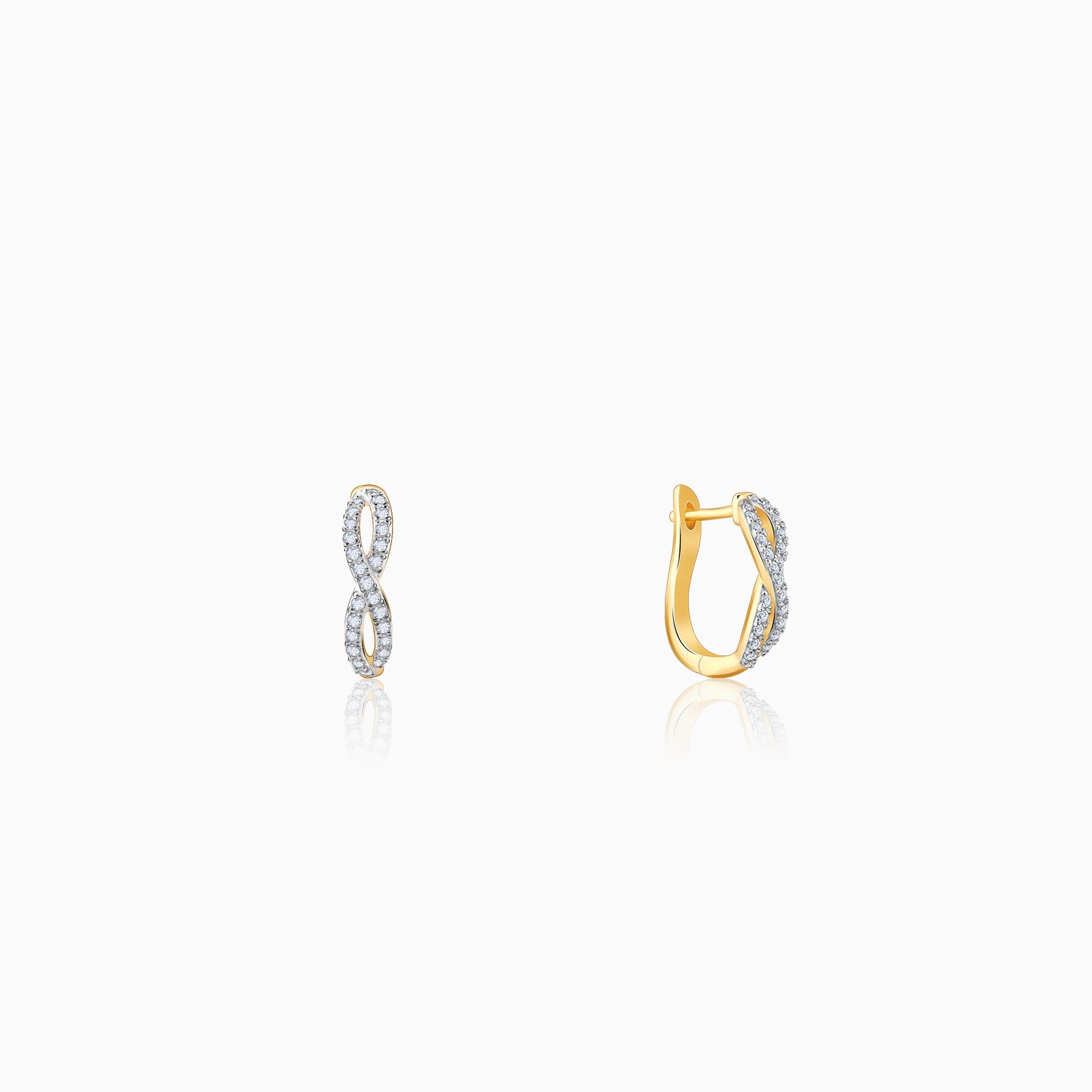 GIVA Jewellery Gold Infinito J-Hoop Diamond Earrings