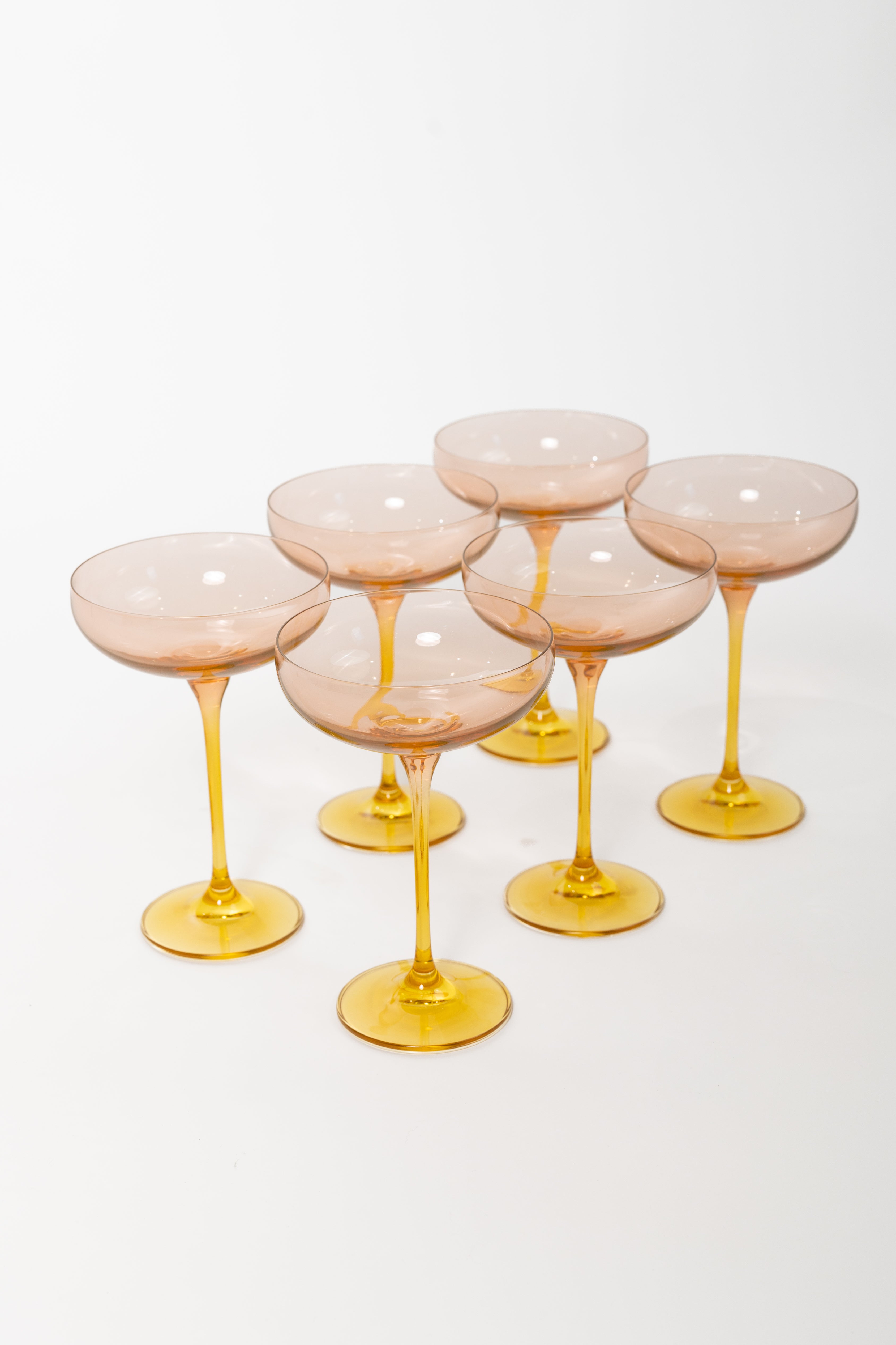 Estelle Colored Glass Estelle Colored Champagne Coupe - Set of 6 {Colorblock: Blush Pink + Yellow}