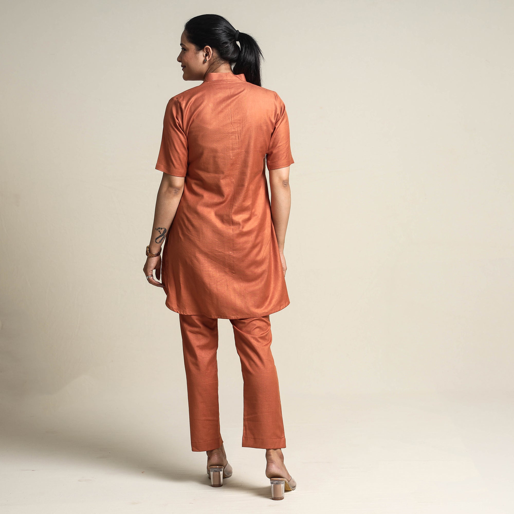 ITOKRI CASUALS Brown - Plain Linen Cotton Co-Ord Set - view 5