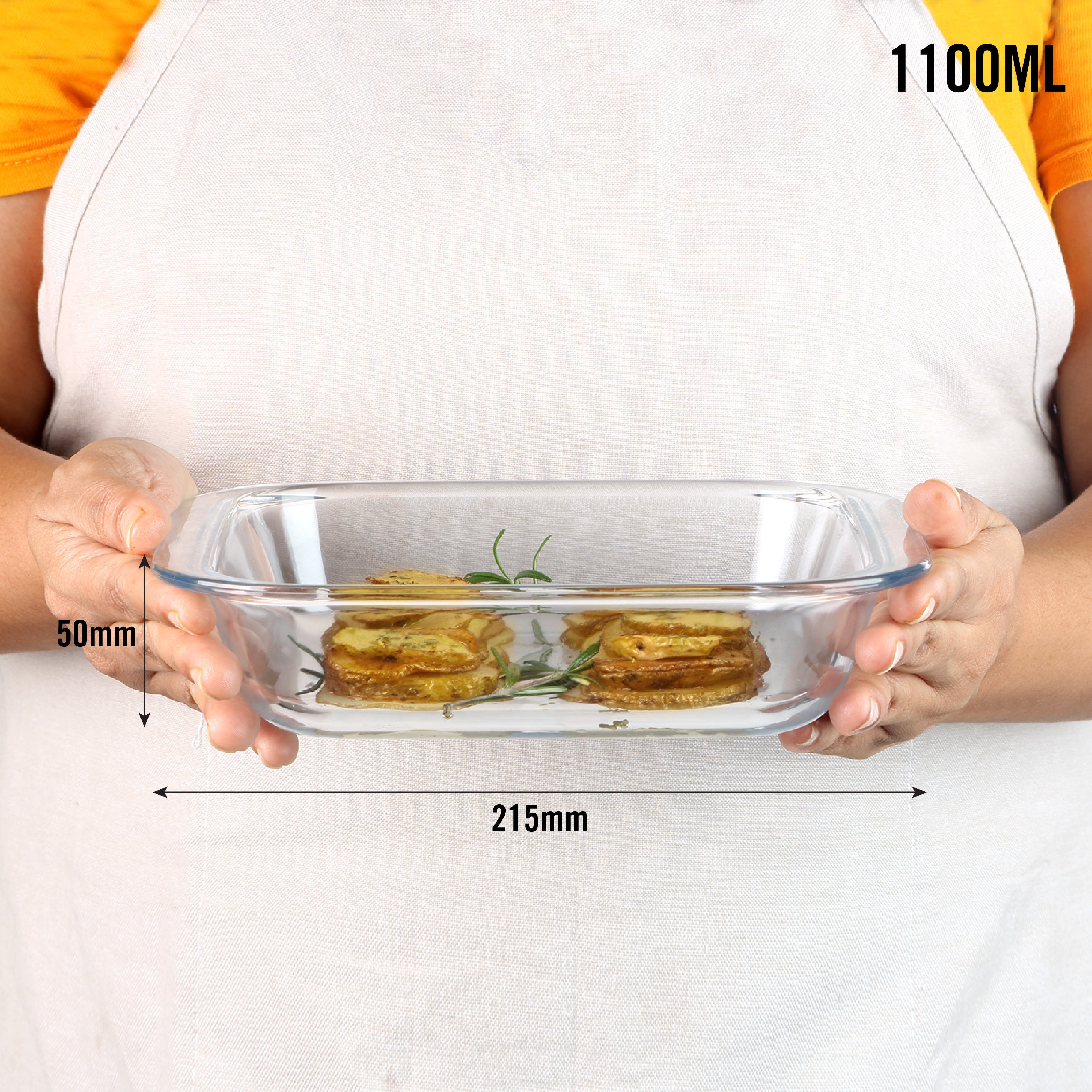 Cello Laura Square Glass Baking Dish, 1100ml – Clear - view 5