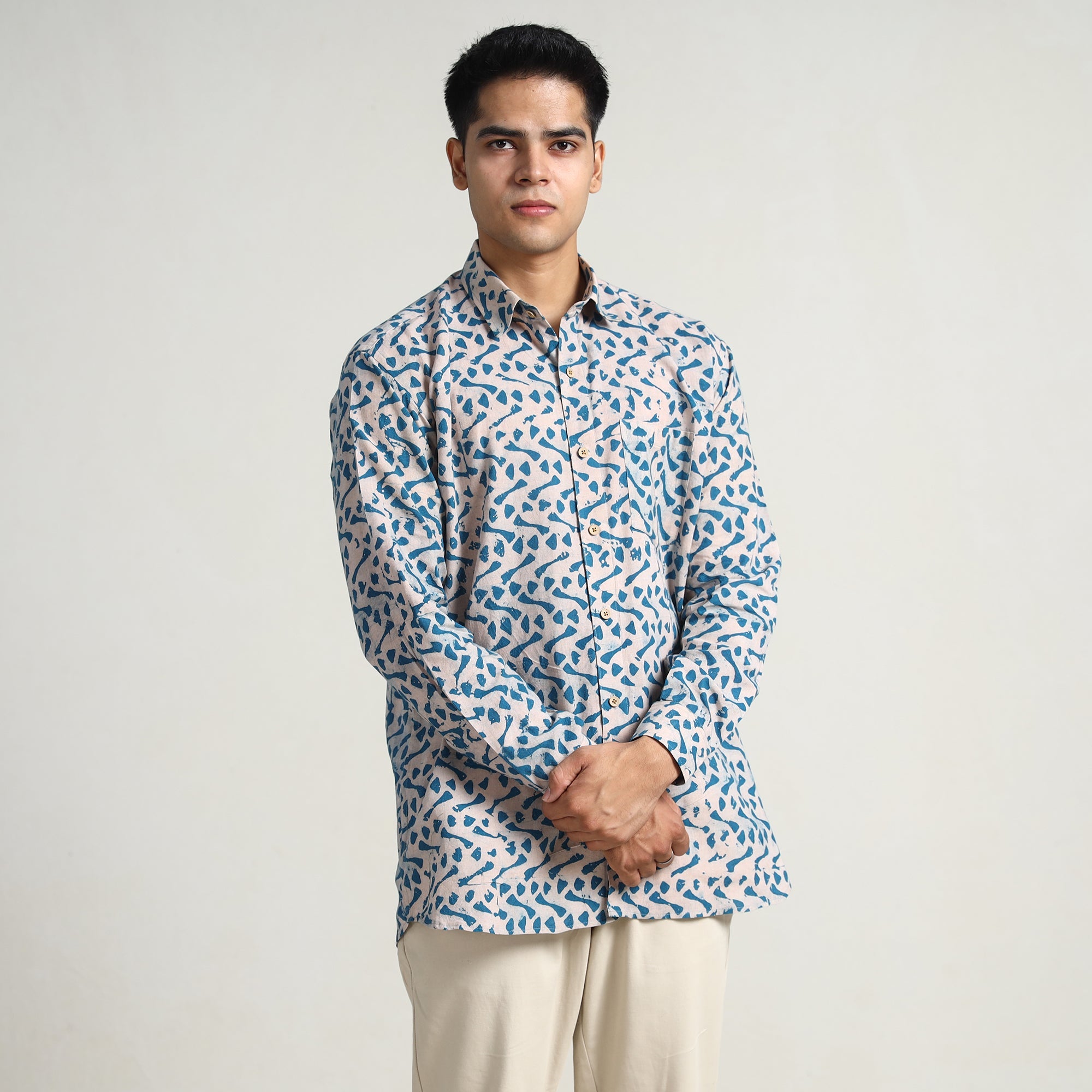 ITOKRI CASUALS Blue - Hand Batik Printed Cotton Men Full Sleeve Shirt 13 - view 2